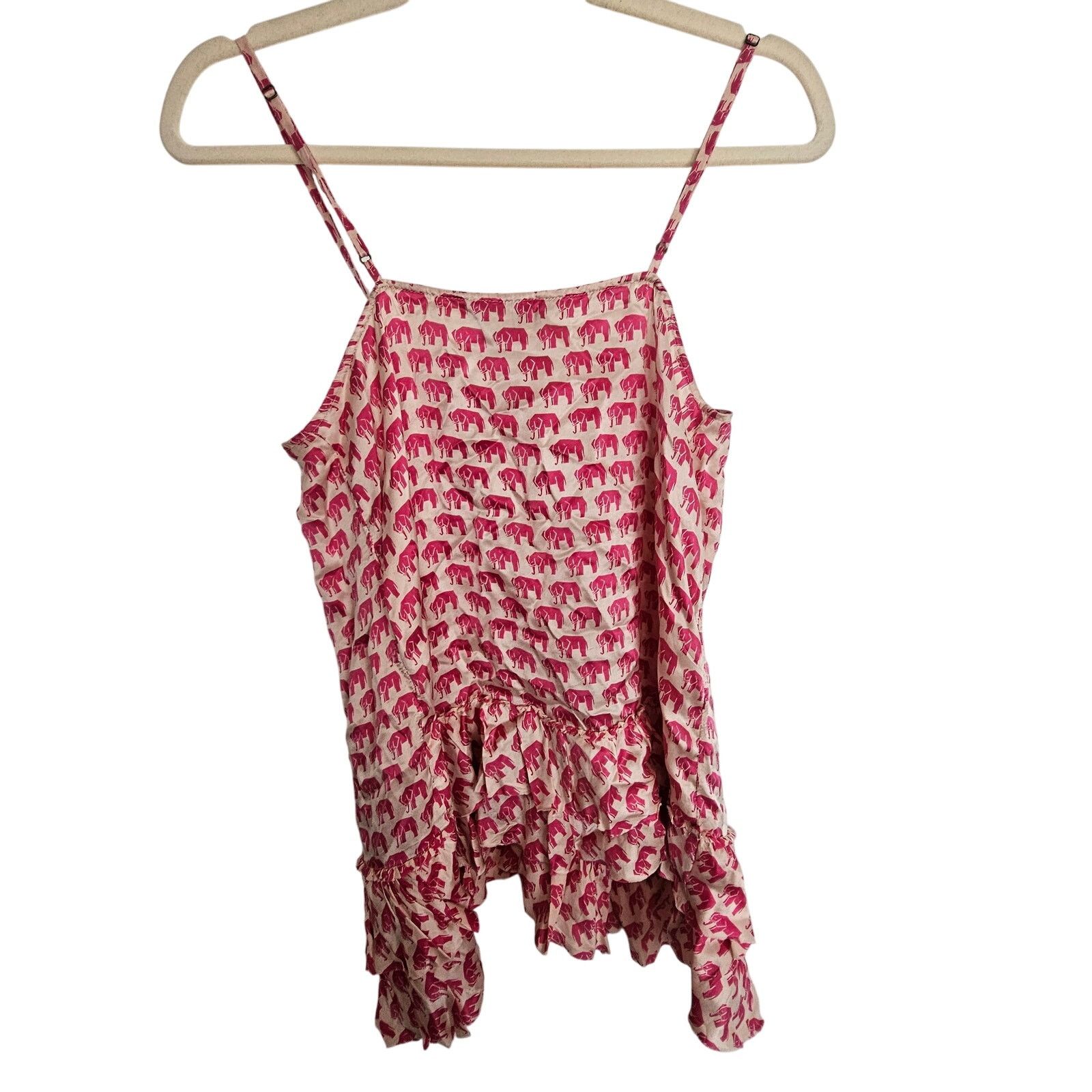 Banana Republic Banana Republic Womens Silk Ruffle Elephant Print Tank S Size S / US 4 / IT 40 - 6 Thumbnail