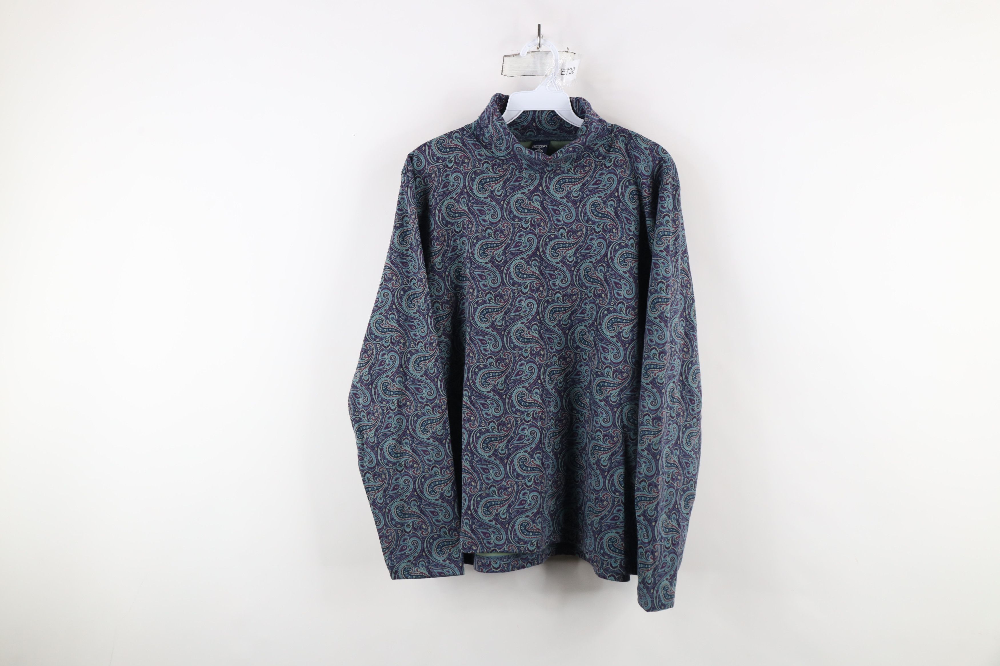 Lands' End × Vintage Vintage 90s Lands End All Over Print Turtleneck T-Shirt Size XL / US 12-14 / IT 48-50 - 1 Thumbnail