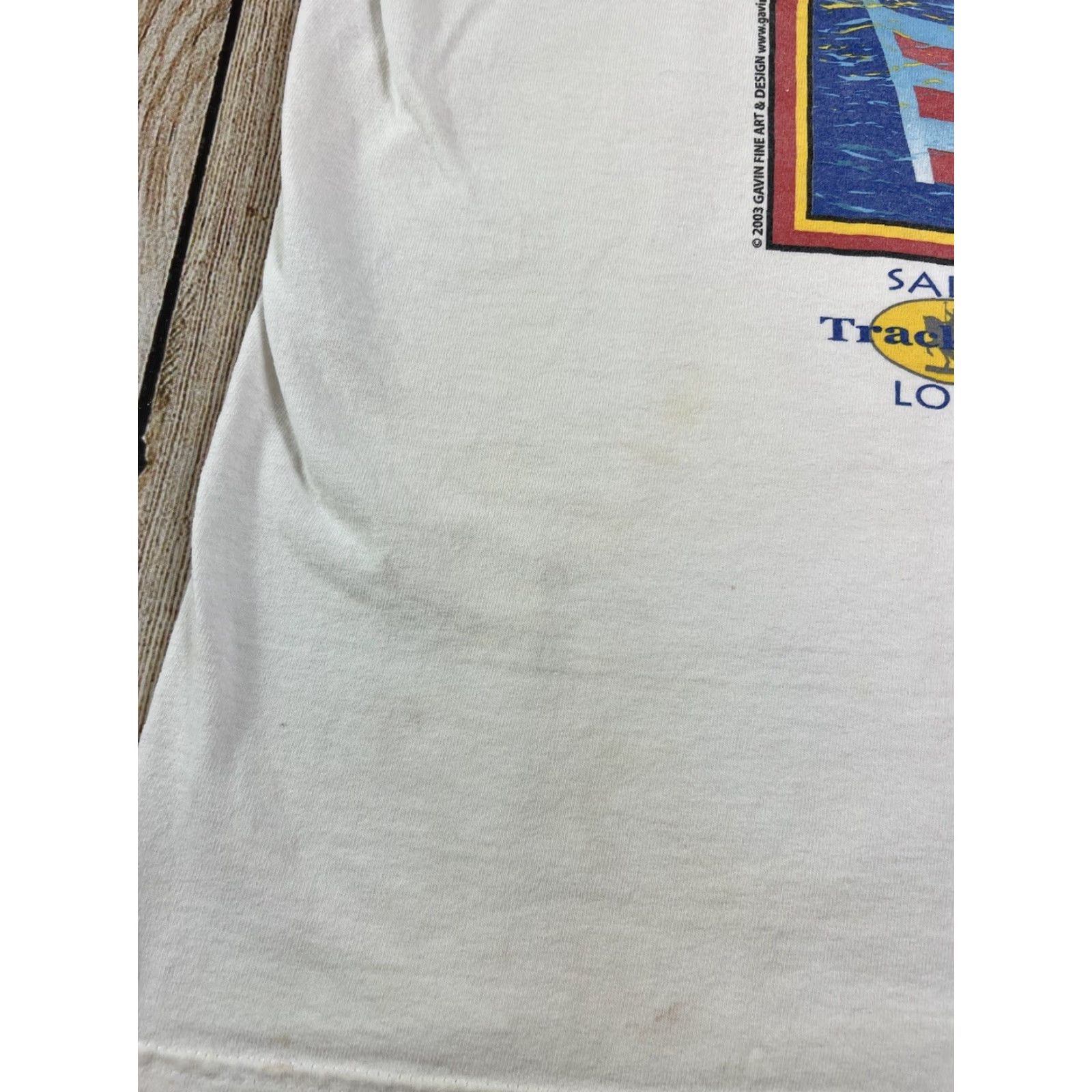 Hanes VINTAGE Hanes White T-Shirt XL Men's Short Sleeve Crew Neck Graphic Print STL 2003 Blue Pattern USA Outdoor 2003 Century Size US XL / EU 56 / 4 - 6 Thumbnail