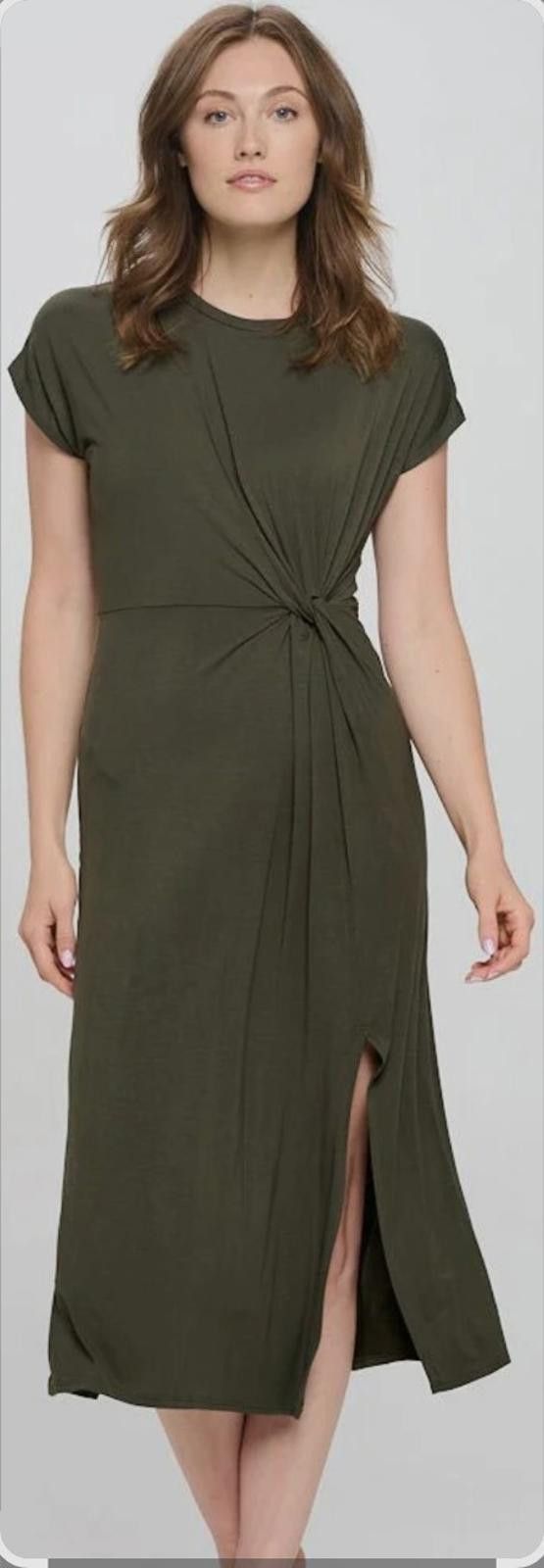 Other Cupshe Olive Green Knot-Front Midi Dress – Size Large Size L / US 10 / IT 46 - 1 Thumbnail