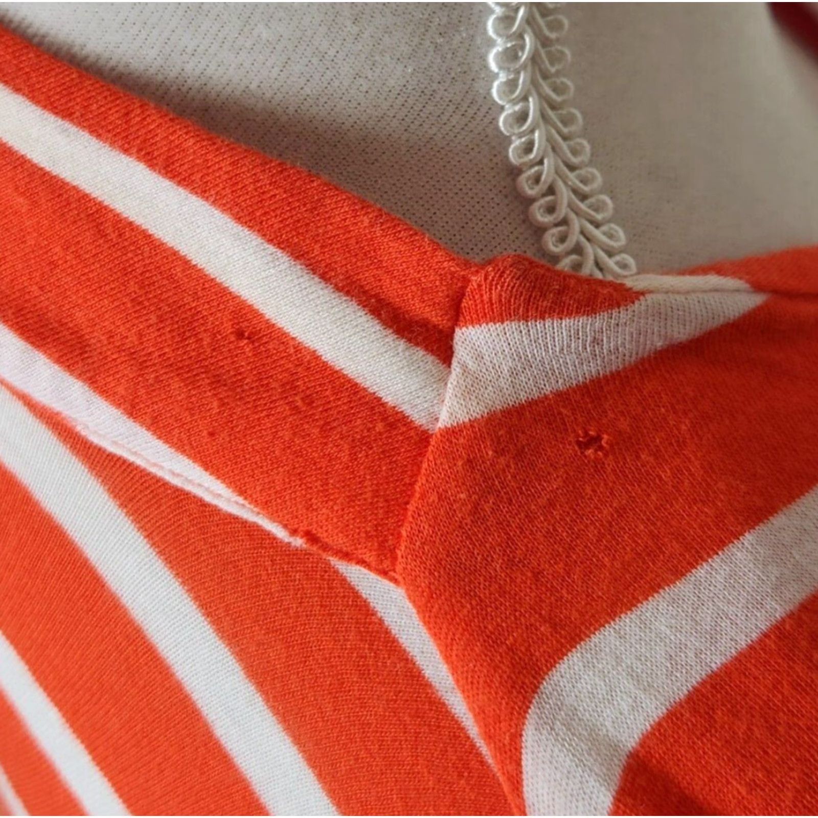 J.Crew J. Crew Womens L Always Cardigan Drape Sweater Striped Orange White 100% Cotton Size L / US 10 / IT 46 - 4 Thumbnail