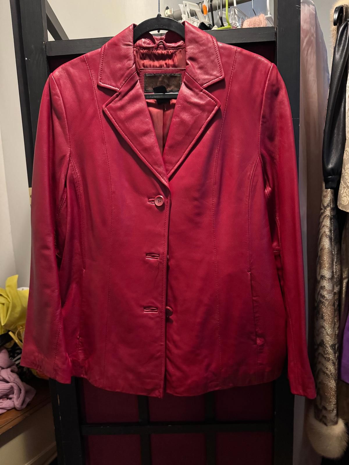Designer Red leather Button up Jacket blazer size 8 Size M / US 6-8 / IT 42-44 - 6 Thumbnail