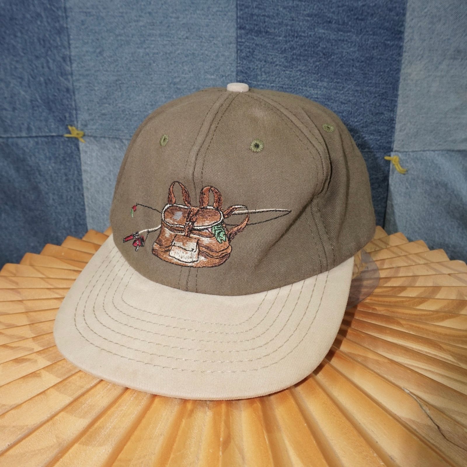 Vintage OSFA - Vintage 1990s fishing bag embroidered essential hat Size ONE SIZE - 2 Thumbnail