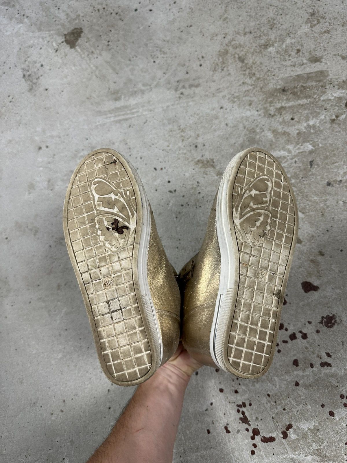 Vintage Vintage Y2K High Top Sneakers Gold Japanese Isabel Size US 5 / IT 35 - 5 Thumbnail