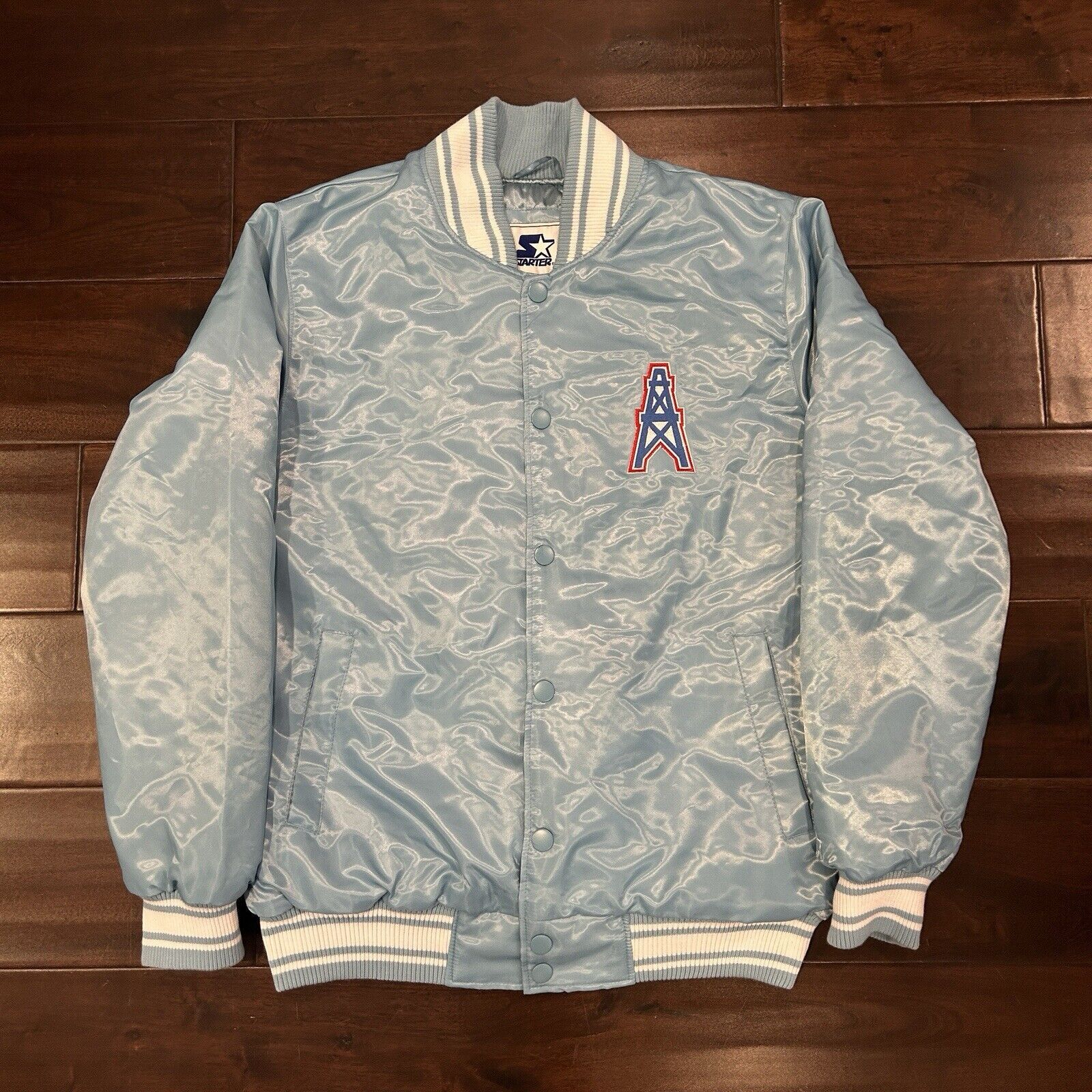NFL HOUSTON OILERS STARTER SATIN BOMBER NFL PRO LINE SKY BLUE Size US M / EU 48-50 / 2 - 3 Thumbnail