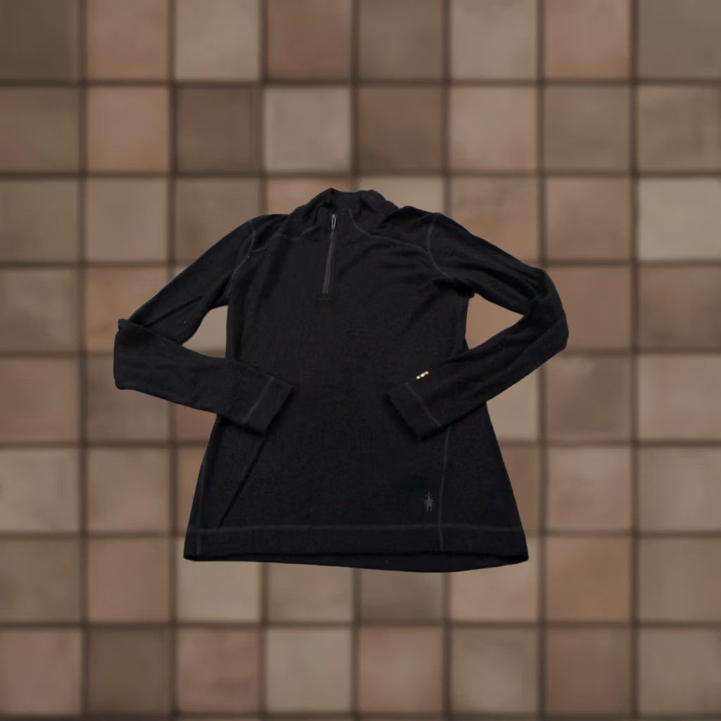 Smartwool SmartWool Jacket Womens M Black Merino Wool Base Layer Outdoor Hiking Windbreaker 1/4 Zip Thermal Lightweight Windproof Regular Logo Mens/Womens Size M / US 6-8 / IT 42-44 - 1 Thumbnail