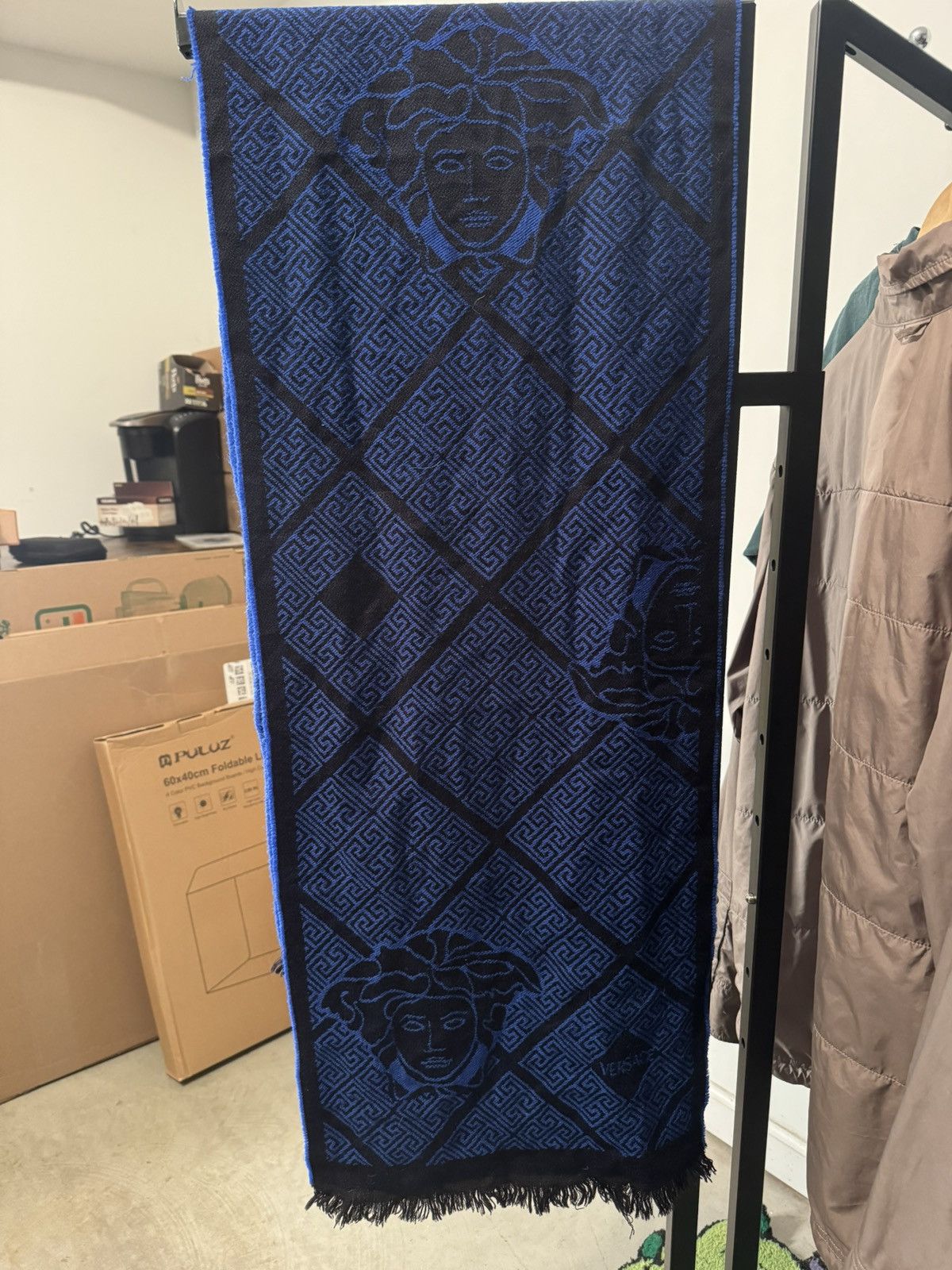 Versace Versace Medusa Wool Scarf - Black/Blue Size ONE SIZE - 1 Thumbnail