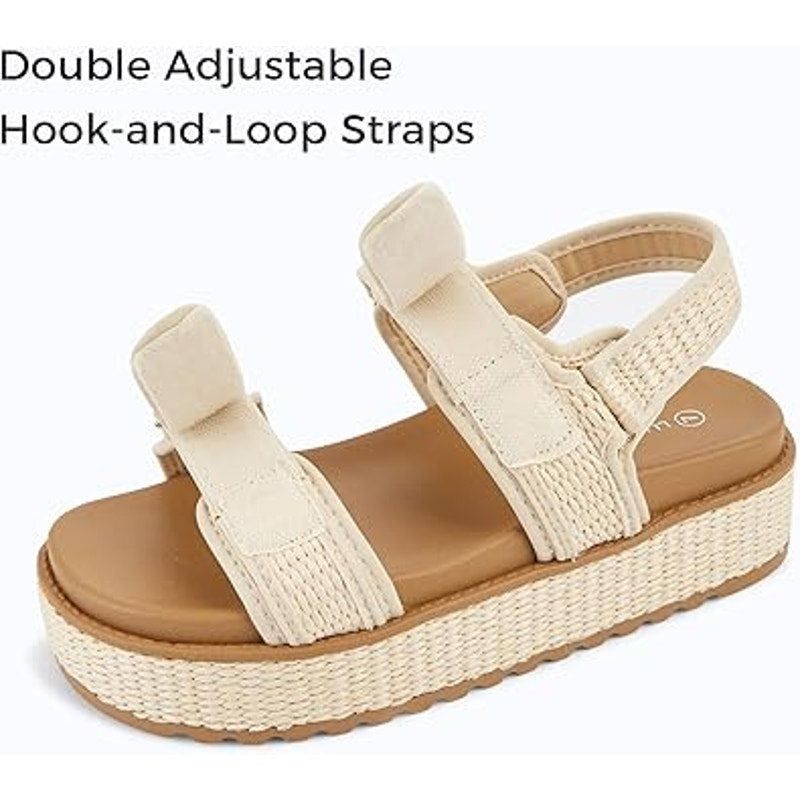 Other Lucky Step Size 7 Tan Raffia Platform Open Toe Sandals Size US 7 / IT 37 - 4 Thumbnail