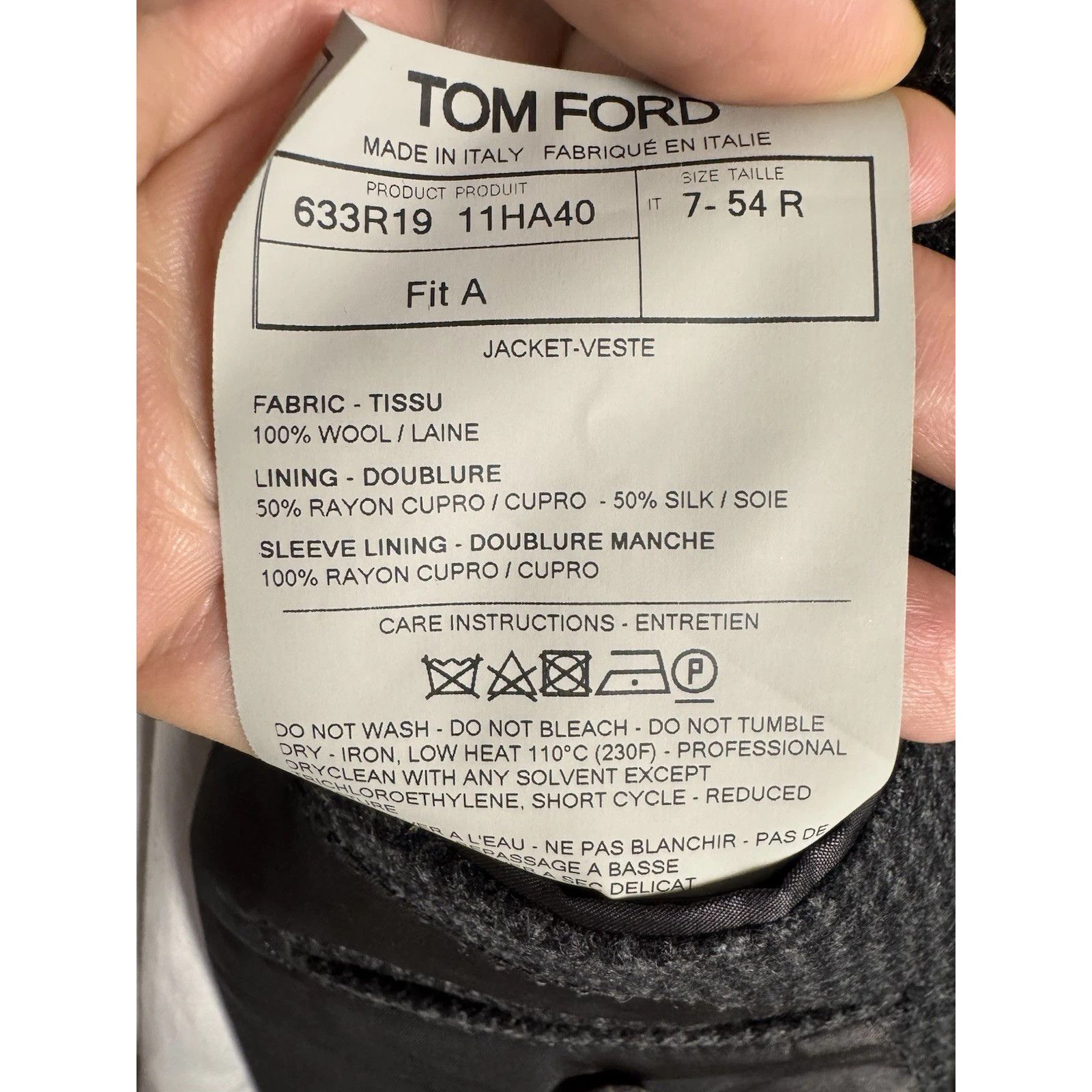 Tom Ford Tom Ford Gray Houndstooth Tweed Peak Lapel Sportcoat 54 44R Size 44R - 10 Thumbnail