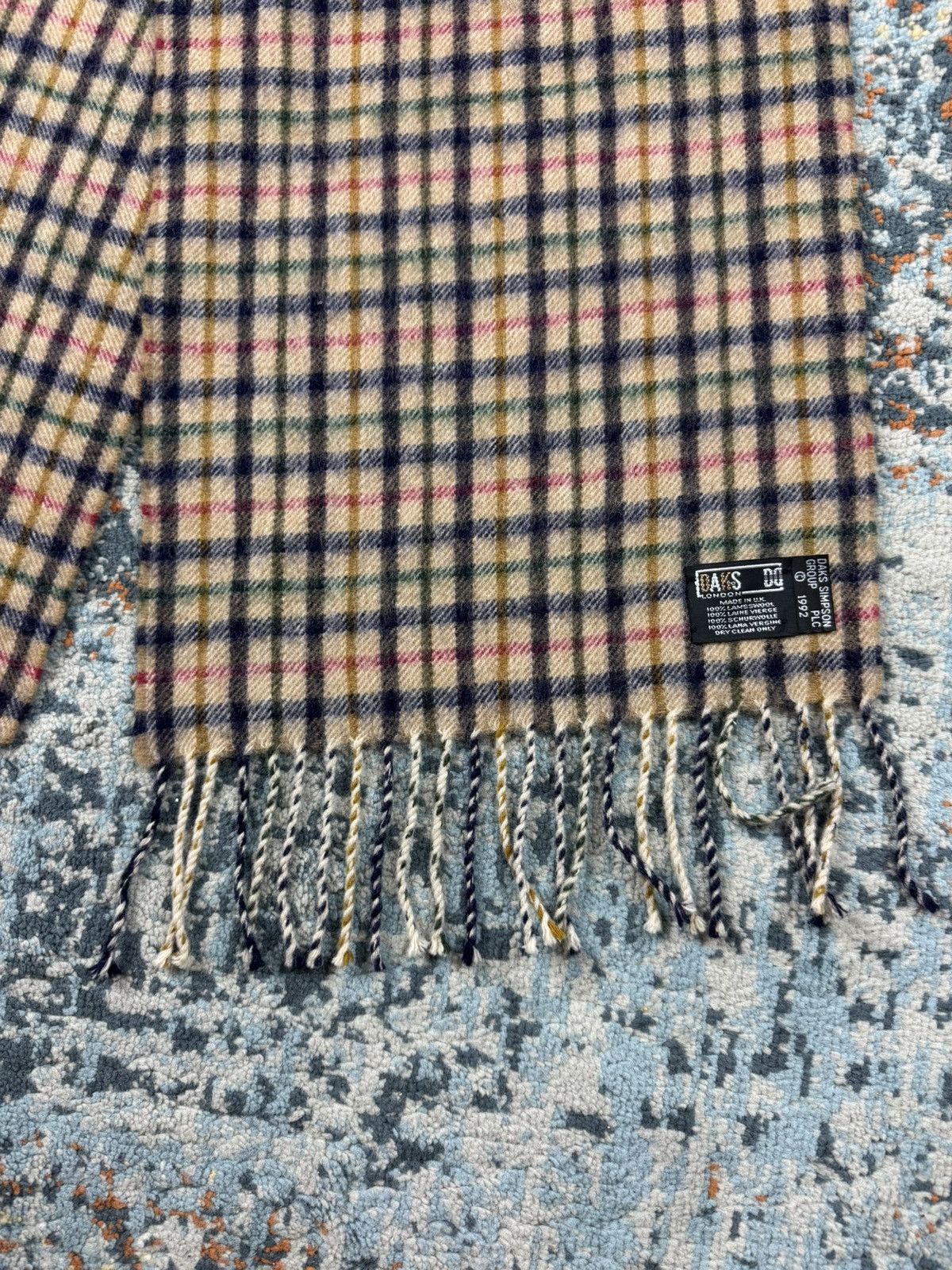 DAKS × Vintage Vintage 90s Daks London checked tweed lambswool scarf shawl Size ONE SIZE - 3 Thumbnail