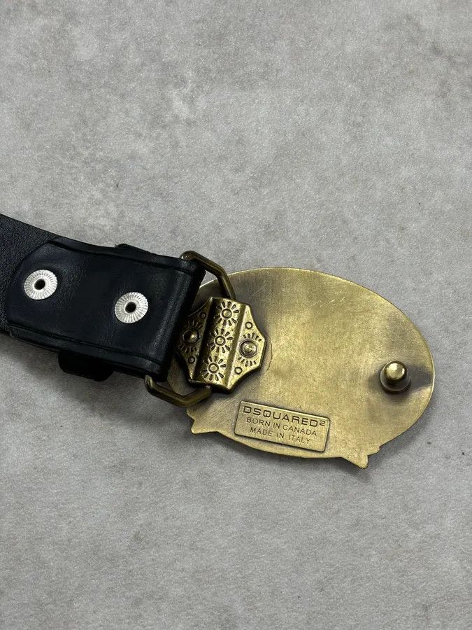 Dsquared2 2000s Dsquared2 Silouhette Bordeaux Buckle Black Leather Belt Size ONE SIZE - 8 Thumbnail