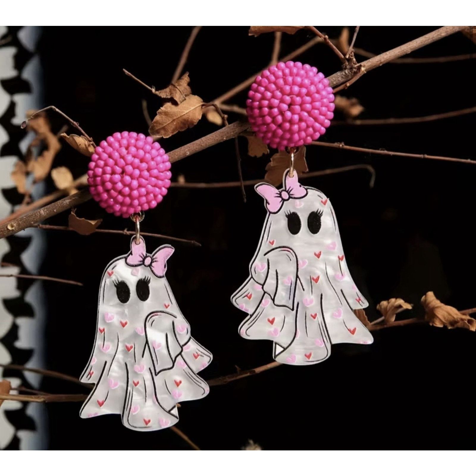 Other Ghost Earrings Halloween 2D Acrylic Dangle Stud Earrings,NEW Size ONE SIZE - 1 Thumbnail
