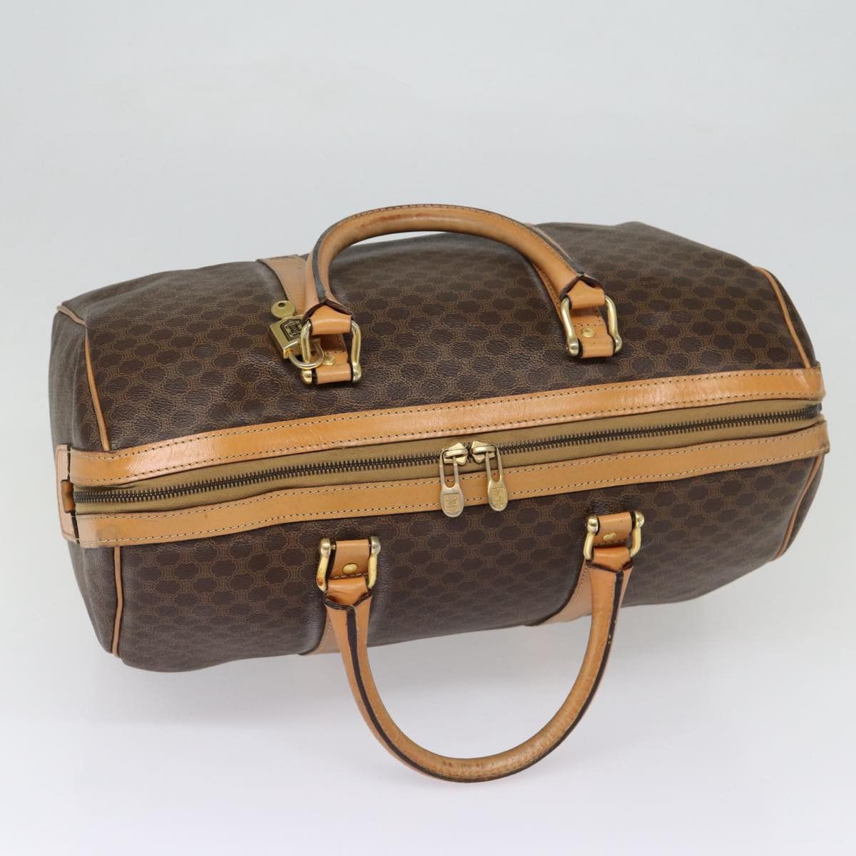 Celine CELINE Macadam Canvas Boston Bag Pvc Leather Brown Size ONE SIZE - 6 Thumbnail