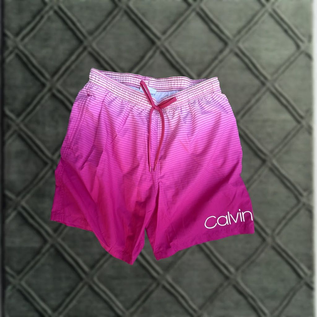 Calvin Klein Calvin Klein Mens L Rosebud Ombre Stripe Quick Dry UPF 40 Wicking Swim Trunks Size US 33 - 1 Thumbnail
