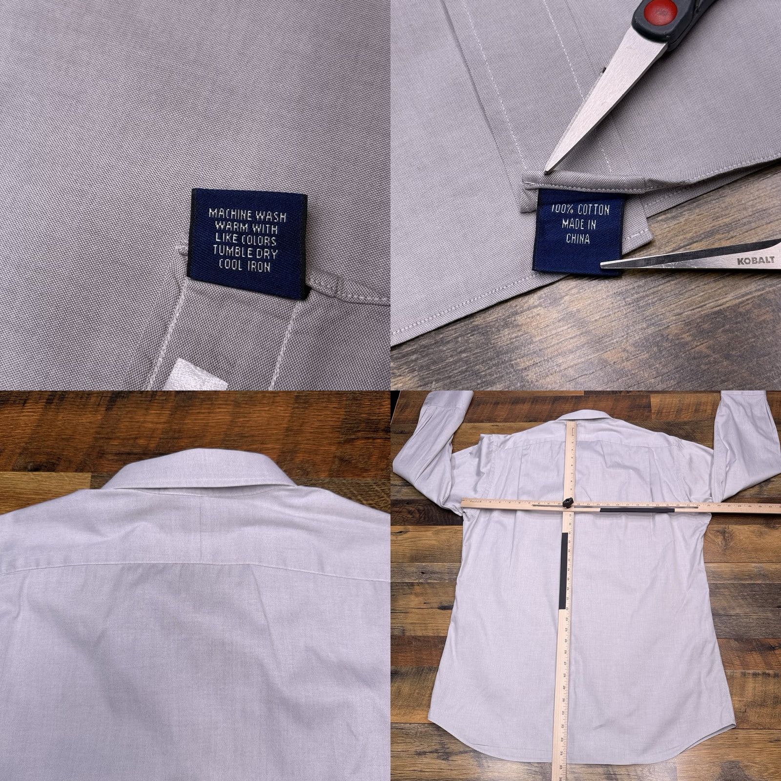 Vintage Paul Fredrick Dress Shirt Mens 18 Gray Button Up Classic 100% Cotton Long Sleeve Barrel Cuff Formal Workwear Size 48R - 8 Thumbnail