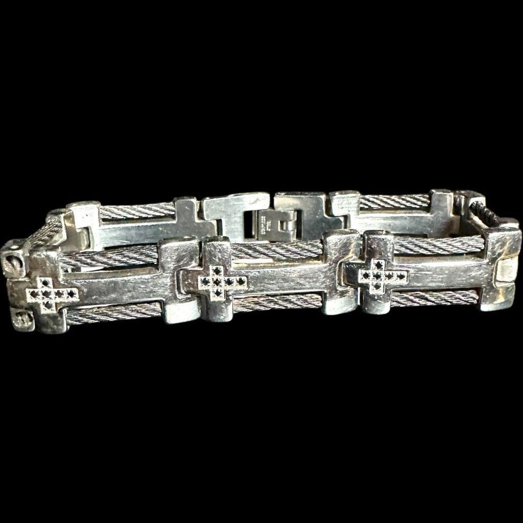 Other STAINLESS STEEL Silver Black Cubic Zirconia Cross Religious Size ONE SIZE - 8 Thumbnail