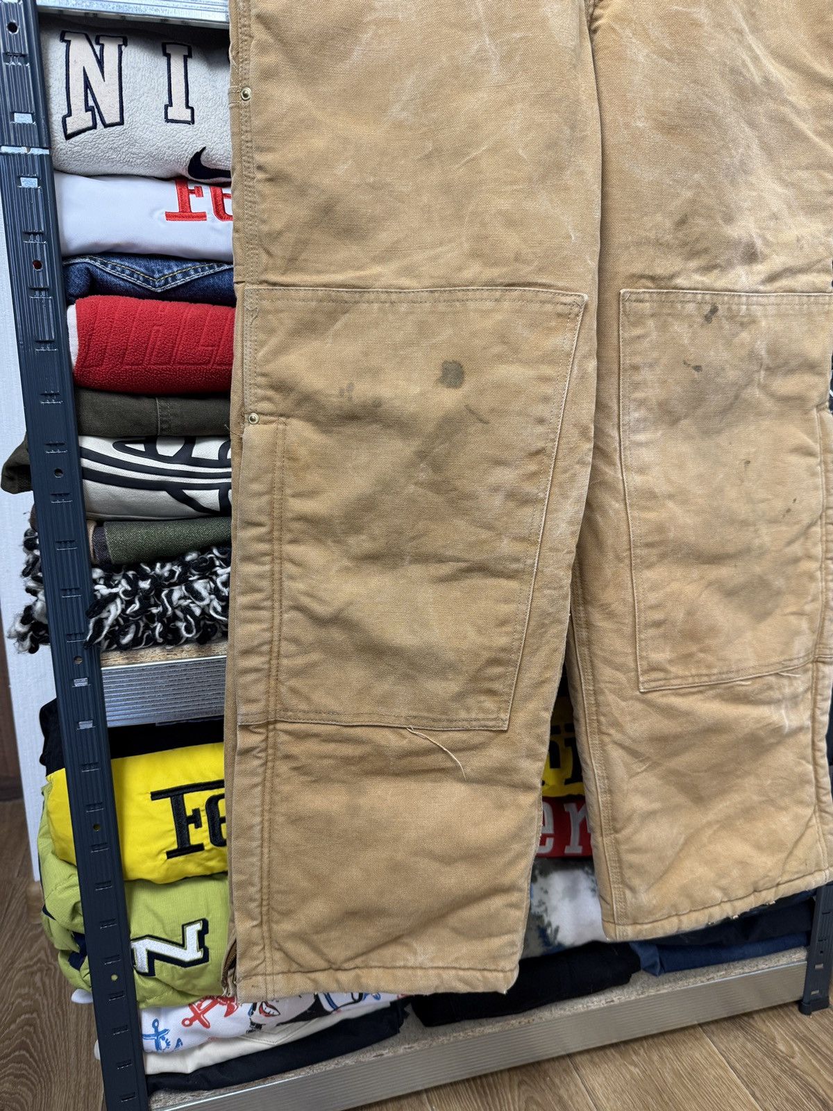 Carhartt Vintage 90s Carhartt Overalls Tan Cotton Canvas Baggy Wide Size US 34 / EU 50 - 5 Thumbnail