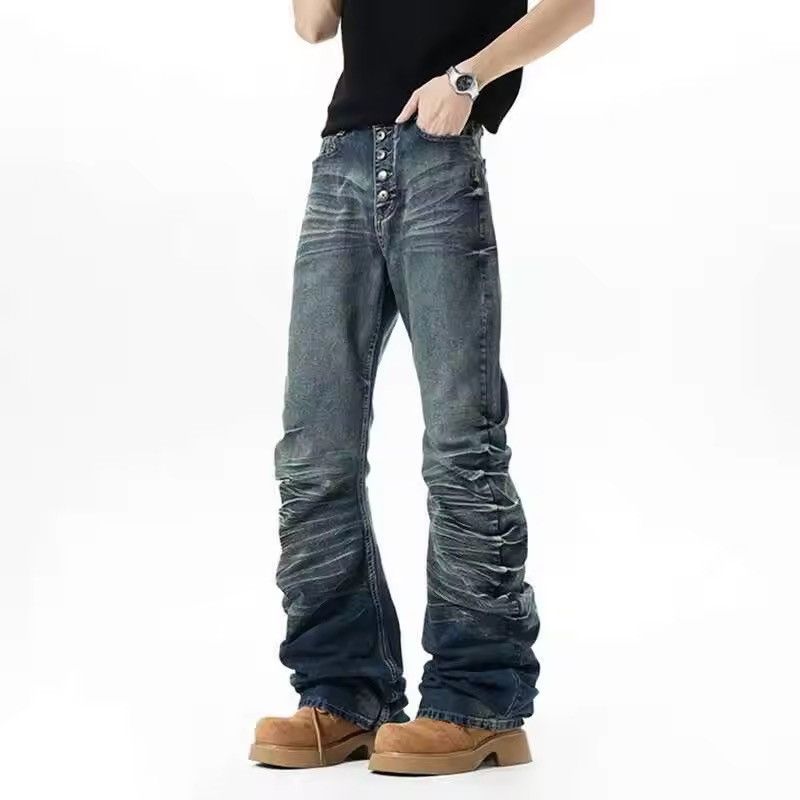 Japanese Brand Solid Color Button Design Pleated Jean Size US 29 - 6 Thumbnail