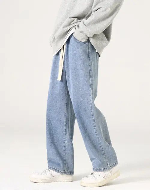 Japanese Brand Washed wide-leg casual drawstring baggy jeans Size US 32 / EU 48 - 4 Thumbnail