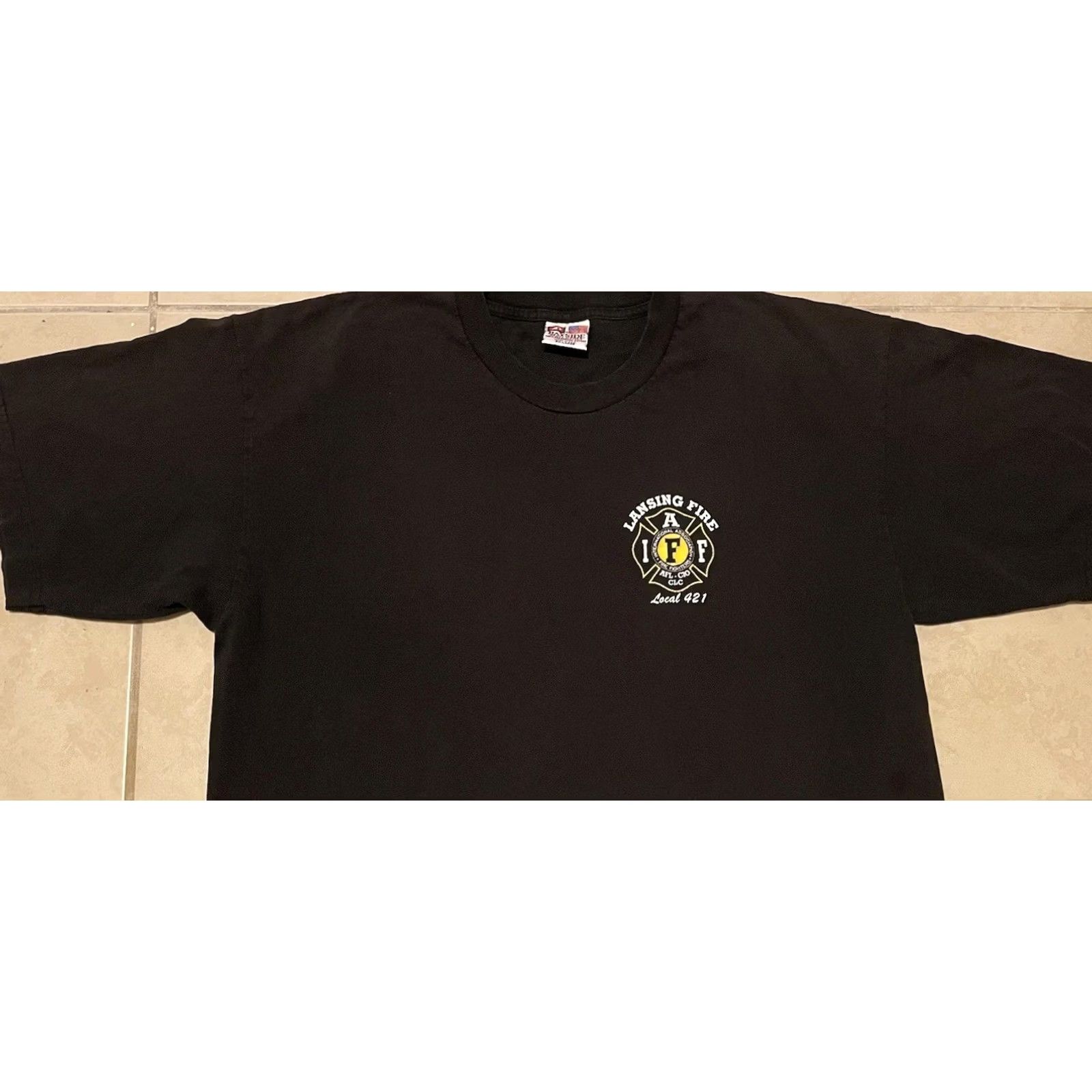 Vintage VINTAGE Lansing Fire Dept Faded Shirt 2XL Black USA Police Fighter Cop Biker Grunge 90s Shirt Mens Size US XXL / EU 58 / 5 - 7 Thumbnail