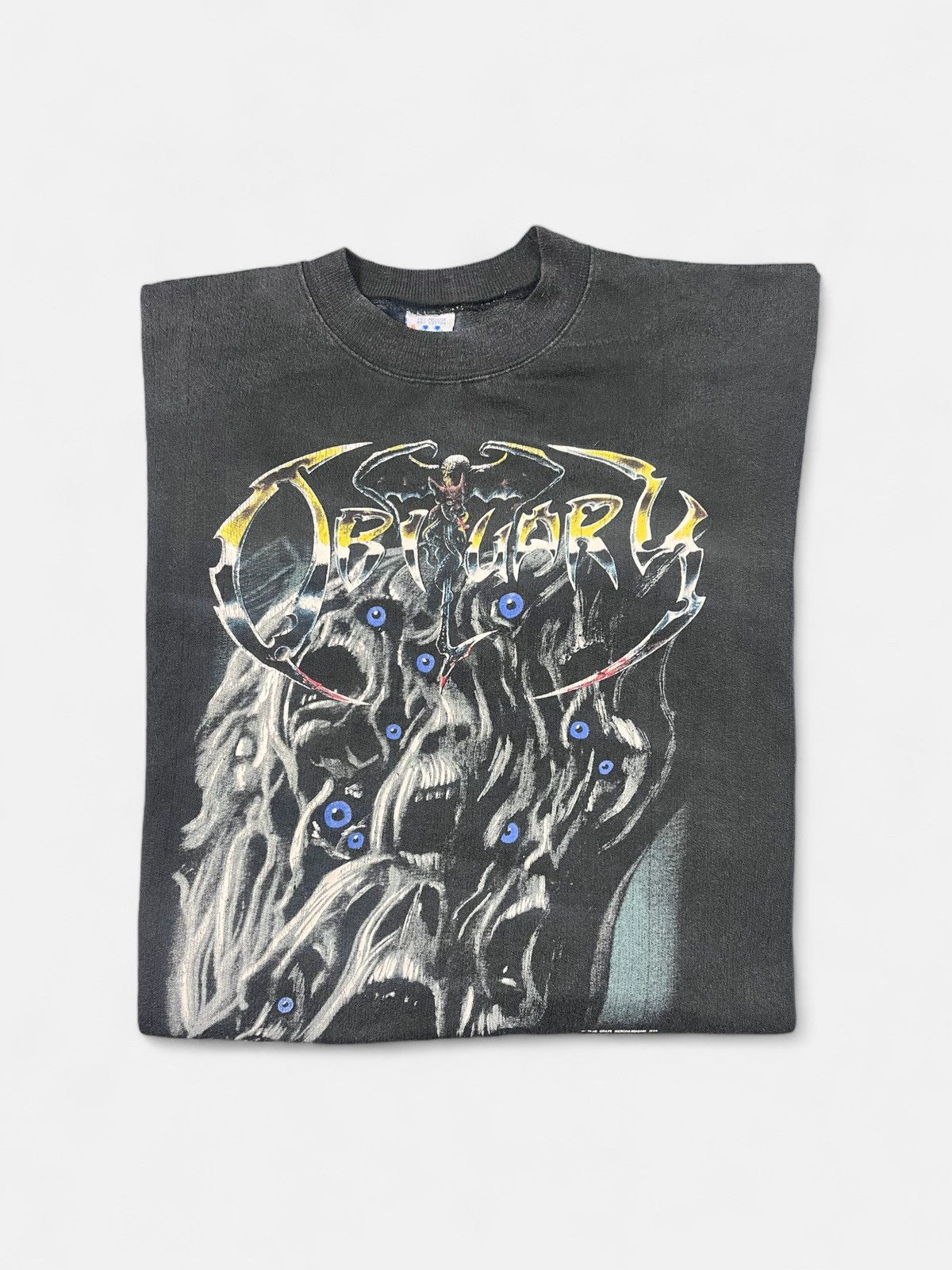 image of Band Tees x Rock T Shirt Obituary - 1993 Cause Of Death Tree Sweater in Black, Men's (Size XL)