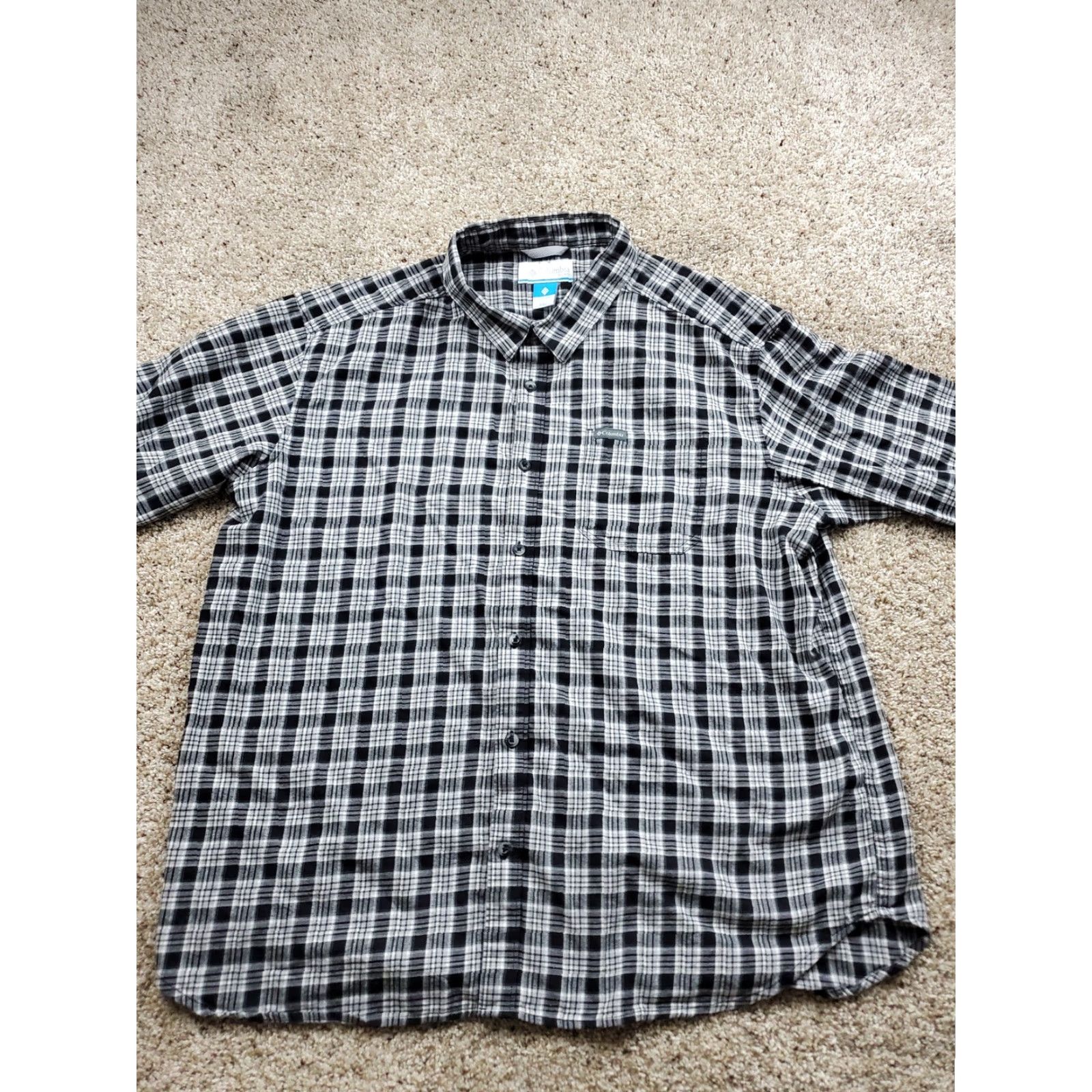 Vintage Columbia Shirt Mens 2XL Black Gray Plaid Button Up Long Sleeve Outdoors Logo Patch Size US XXL / EU 58 / 5 - 4 Thumbnail