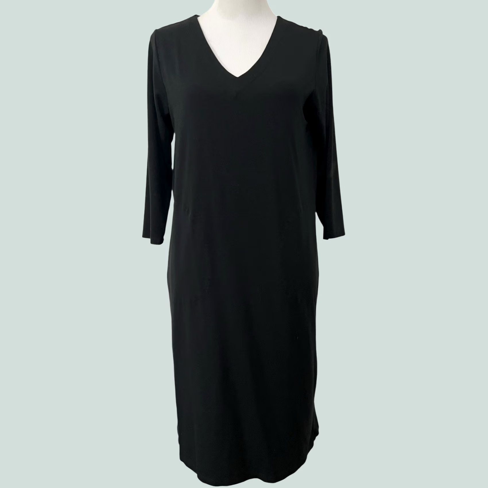 J. Jill J. Jill Wearever Dress V-Neck 3/4 Sleeve Black Women’s Size S Casual Pockets Size S / US 4 / IT 40 - 1 Thumbnail