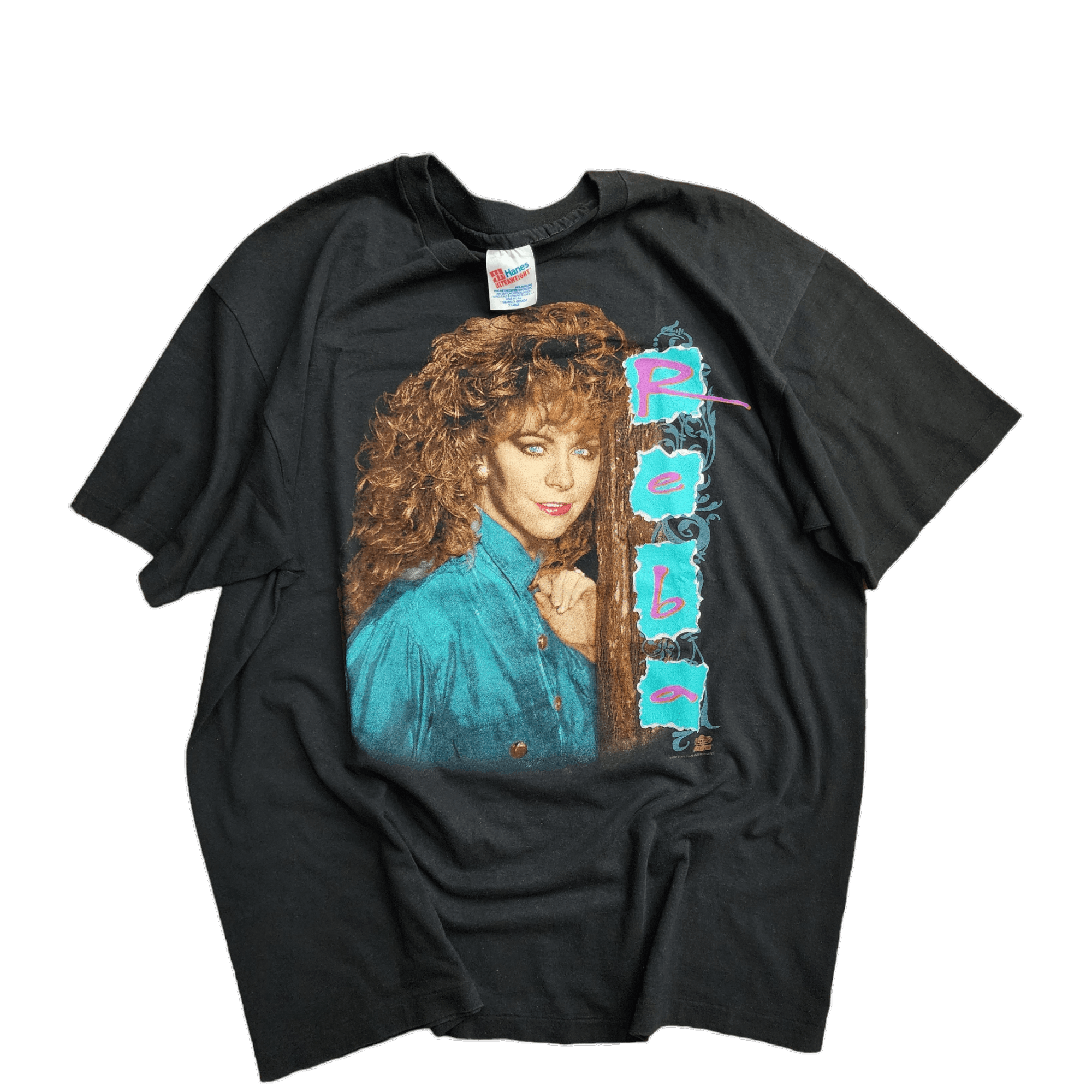 image of Hanes x Tour Tee Vintage Reba Mcentire 1993 As Seen In Bad Boys Shirt Tee in Black, Men's (Size XL)