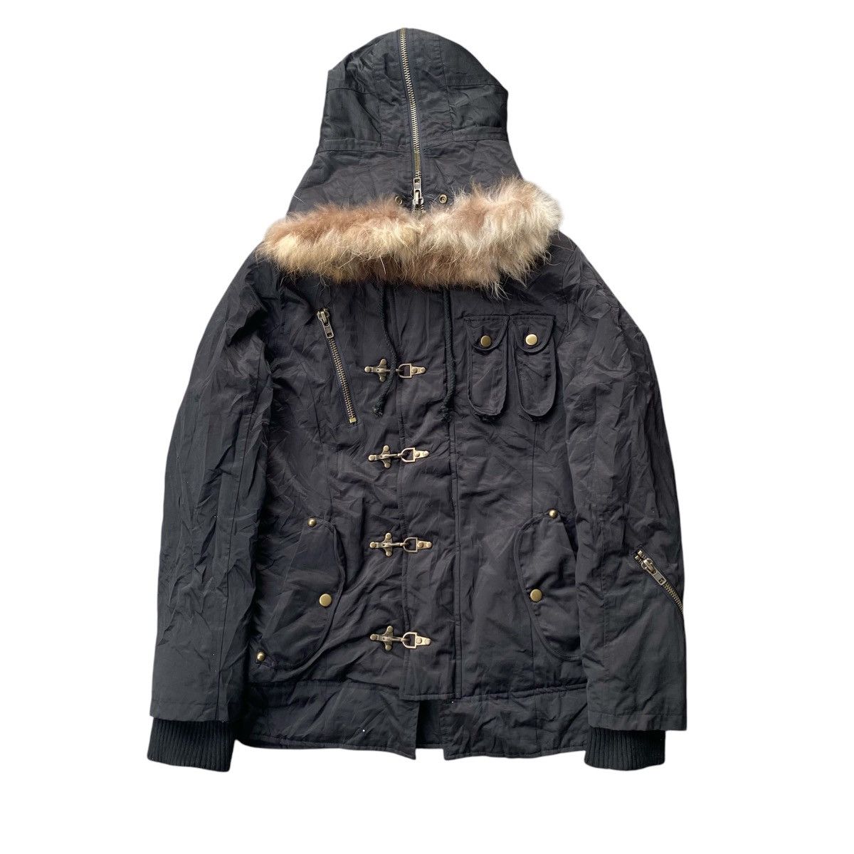 If Six Was Nine Round Trip Bondage Studded Jacket w/ Fur Hoodie Size US L / EU 52-54 / 3 - 3 Thumbnail