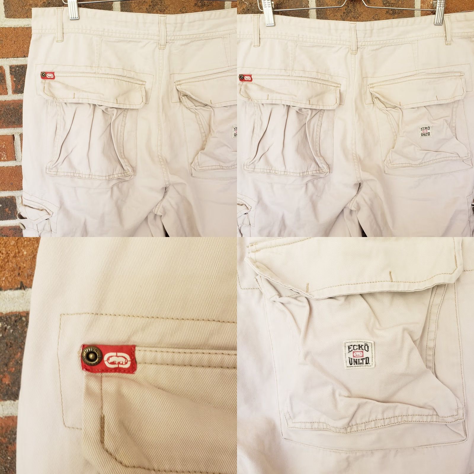 Ecko Unltd. Ecko Unltd Y2K Cargo Shorts Men 38x12 Beige Baggy Relaxed Loose Skater Edison Size US 38 / EU 54 - 8 Thumbnail