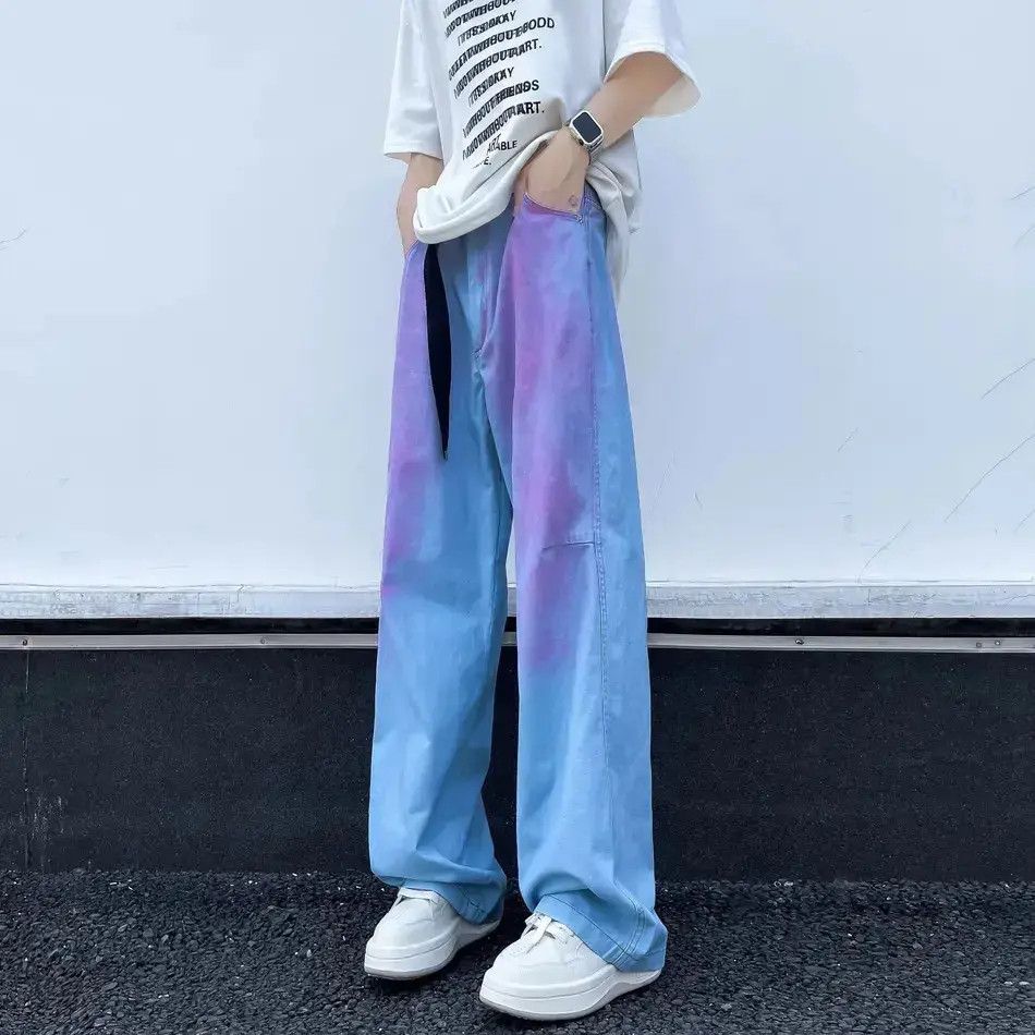 Japanese Brand Retro loose gradient rainbow straight leg jeans Size US 32 / EU 48 - 4 Thumbnail