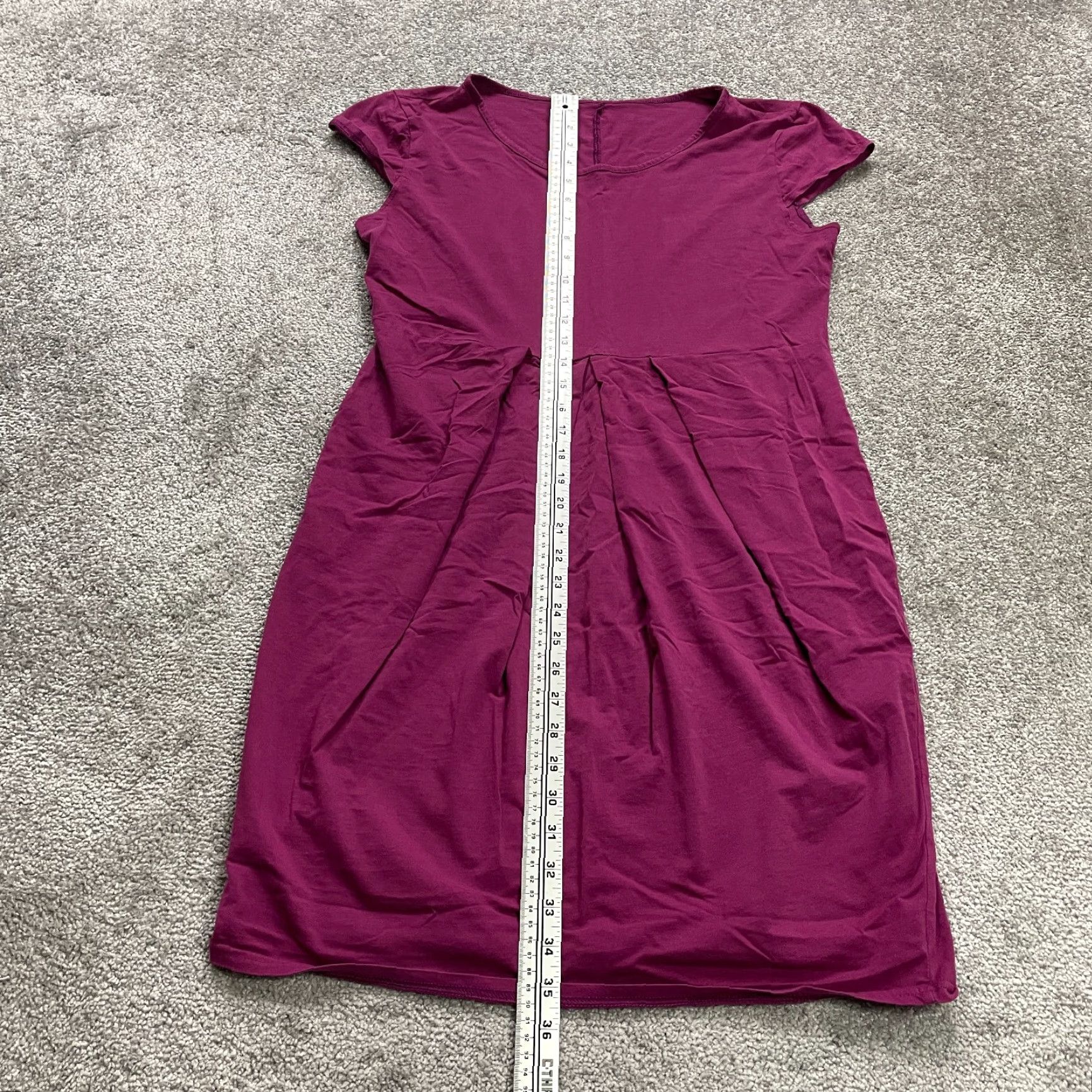 Vintage Unbranded Casual Sheath Dress Womens Medium Solid Purple Cap Sleeve Round Neck Lightweight Midi Size M / US 6-8 / IT 42-44 - 7 Thumbnail