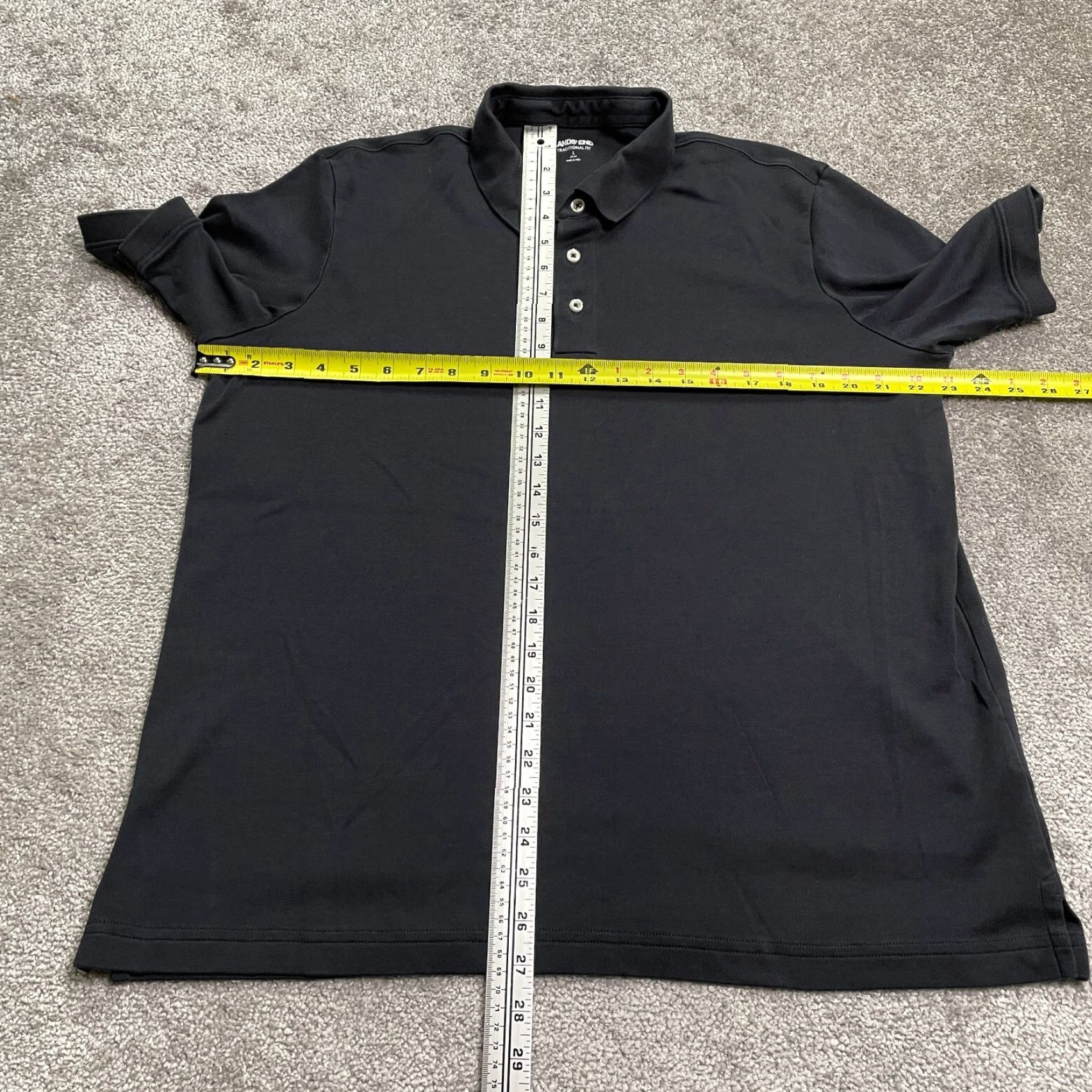 Lands' End Lands' End Polo Shirt Men Large Black Short Sleeve Cotton Traditional Fit Shirt Adult L Black Polo Men Size US L / EU 52-54 / 3 - 7 Thumbnail