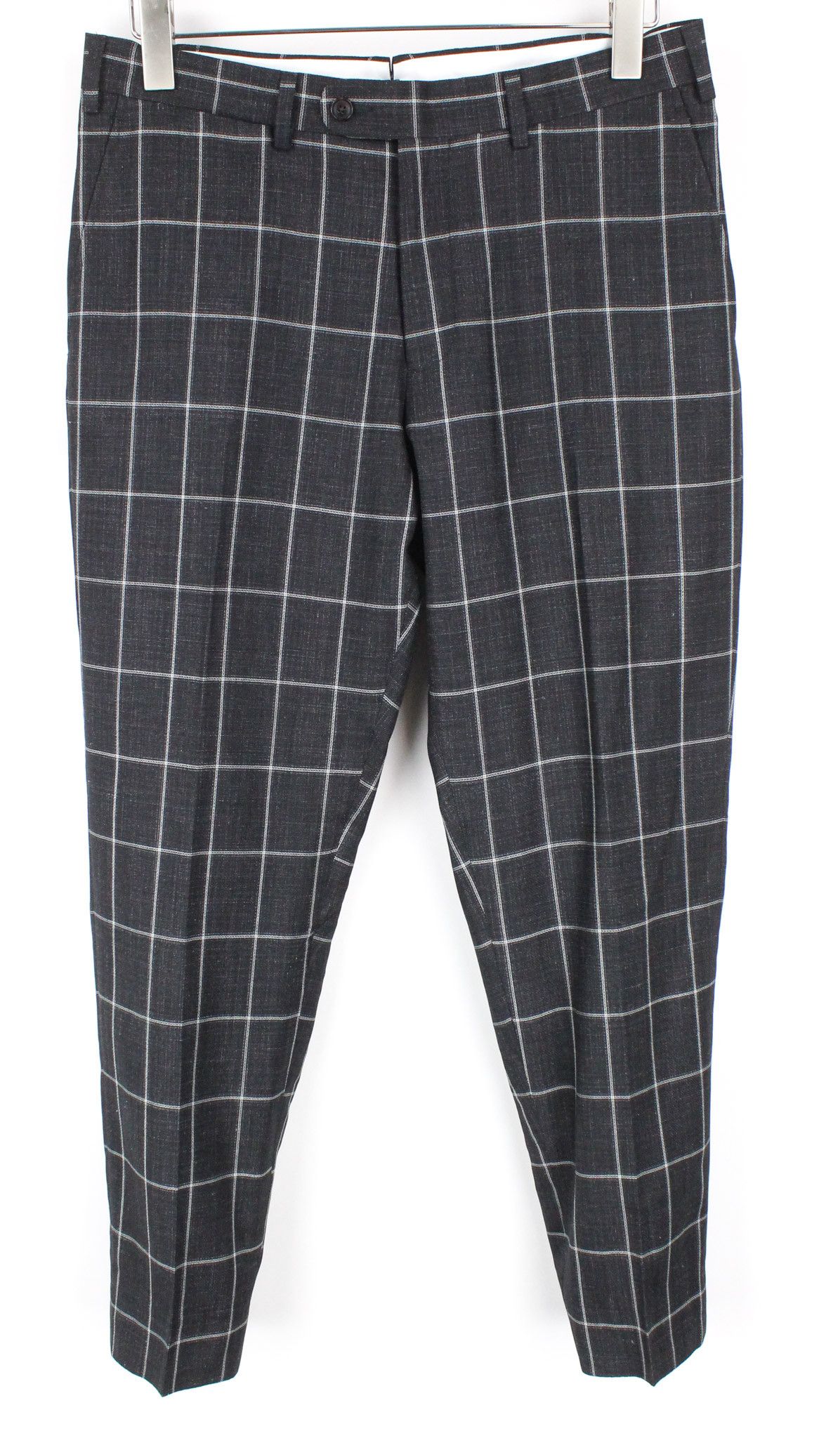 Suitsupply BRESCIA UK38S Silk Wool Linen Dark Grey Checked 73251 Size 38S - 1 Thumbnail
