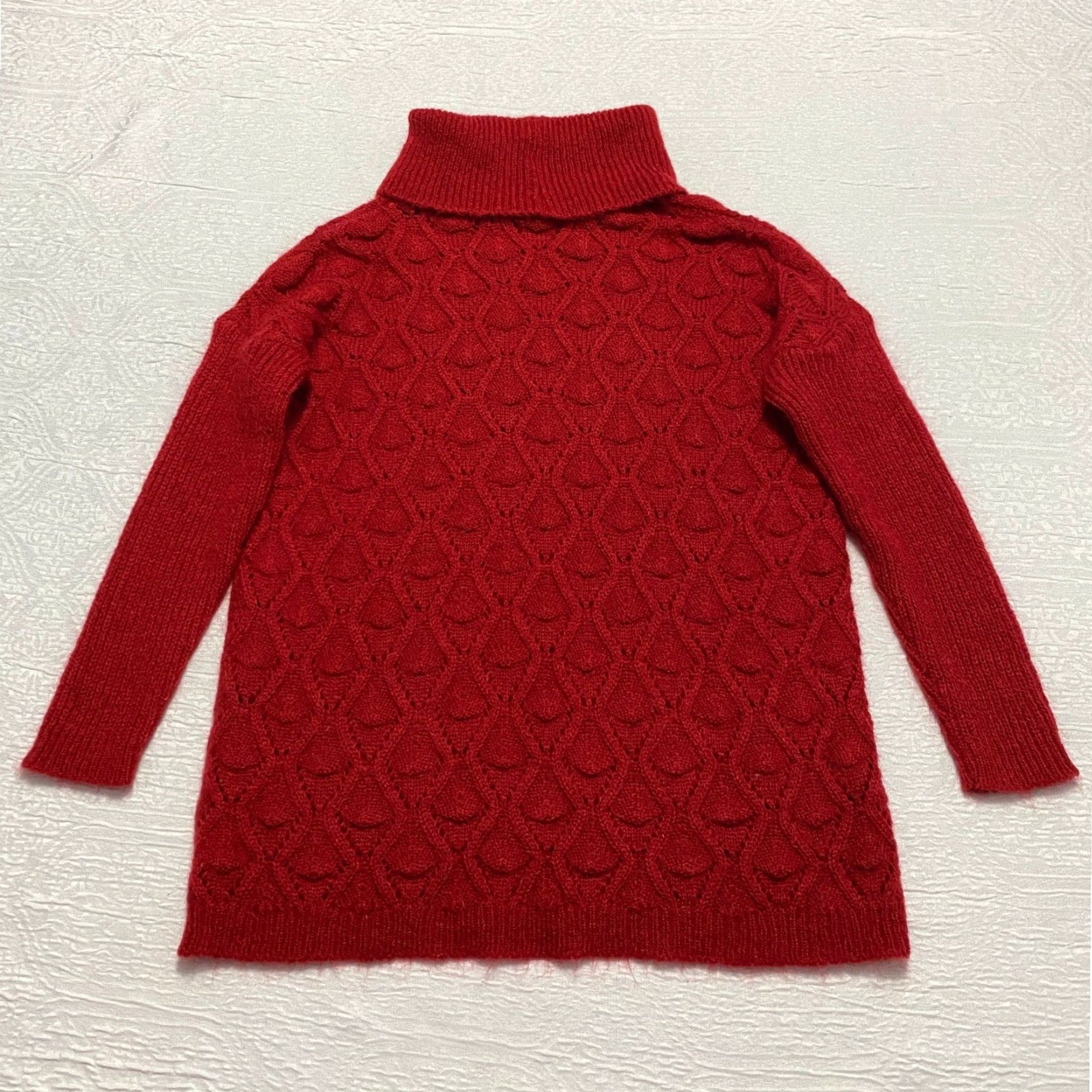 Vintage Elsamanda Red Italy Mohair Blend Knit Turtleneck Sweater Small Size S / US 4 / IT 40 - 4 Thumbnail