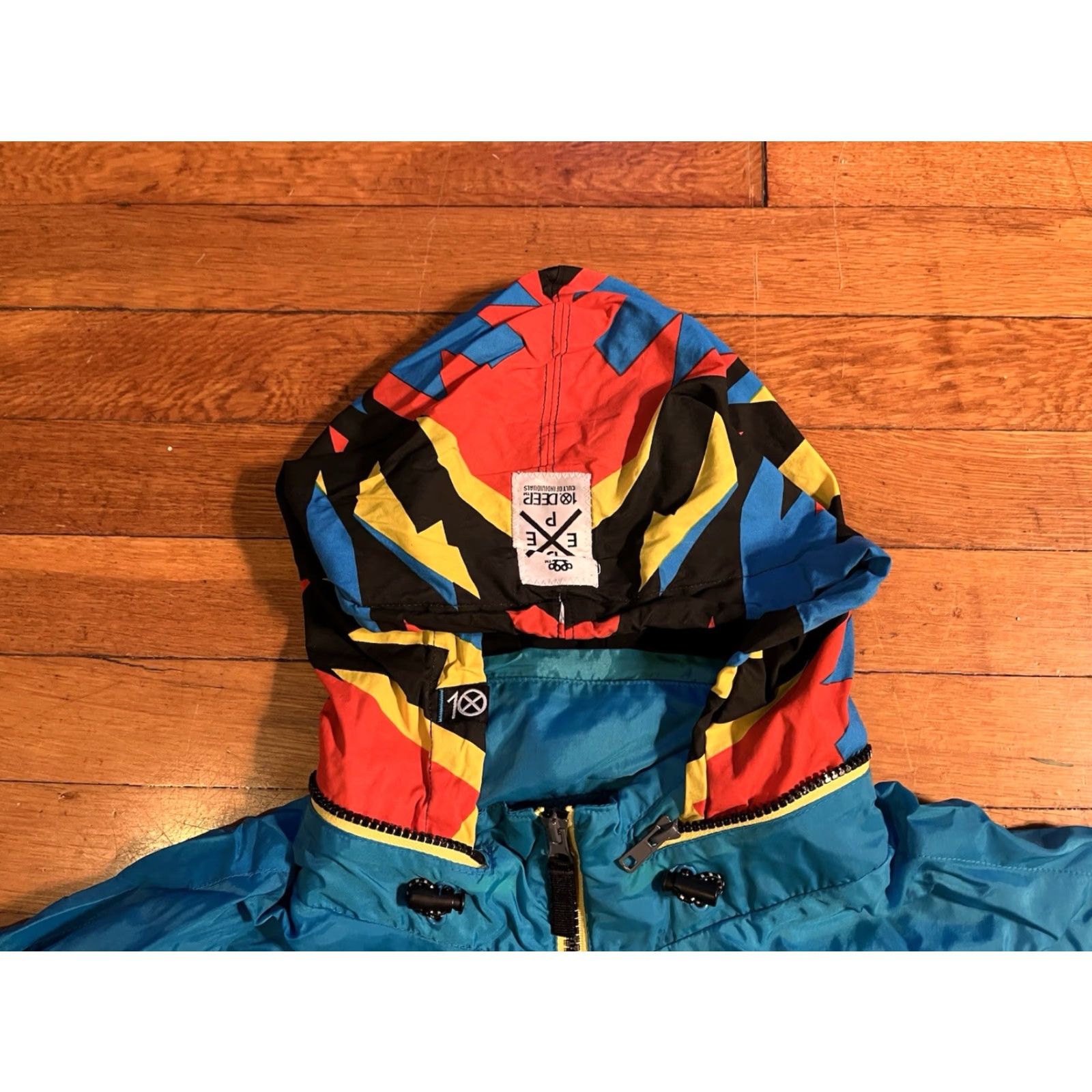 Olive 10 Deep Live Larger Group Jacket Mens 3XL Sunburst Aztec Turquoise Hooded Parka Full Zip Lined Pockets Solid Colorful Western Hip Hop 90s Mens Size US XXL / EU 58 / 5 - 3 Thumbnail