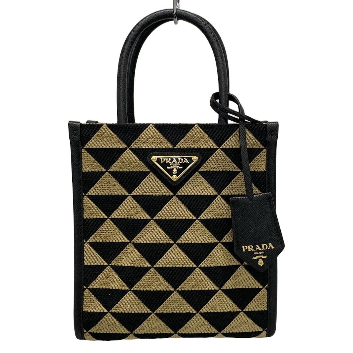 Prada PRADA Prada Symbol Embroidered Fabric Mini Bag Tote Bag Size ONE SIZE - 1 Thumbnail