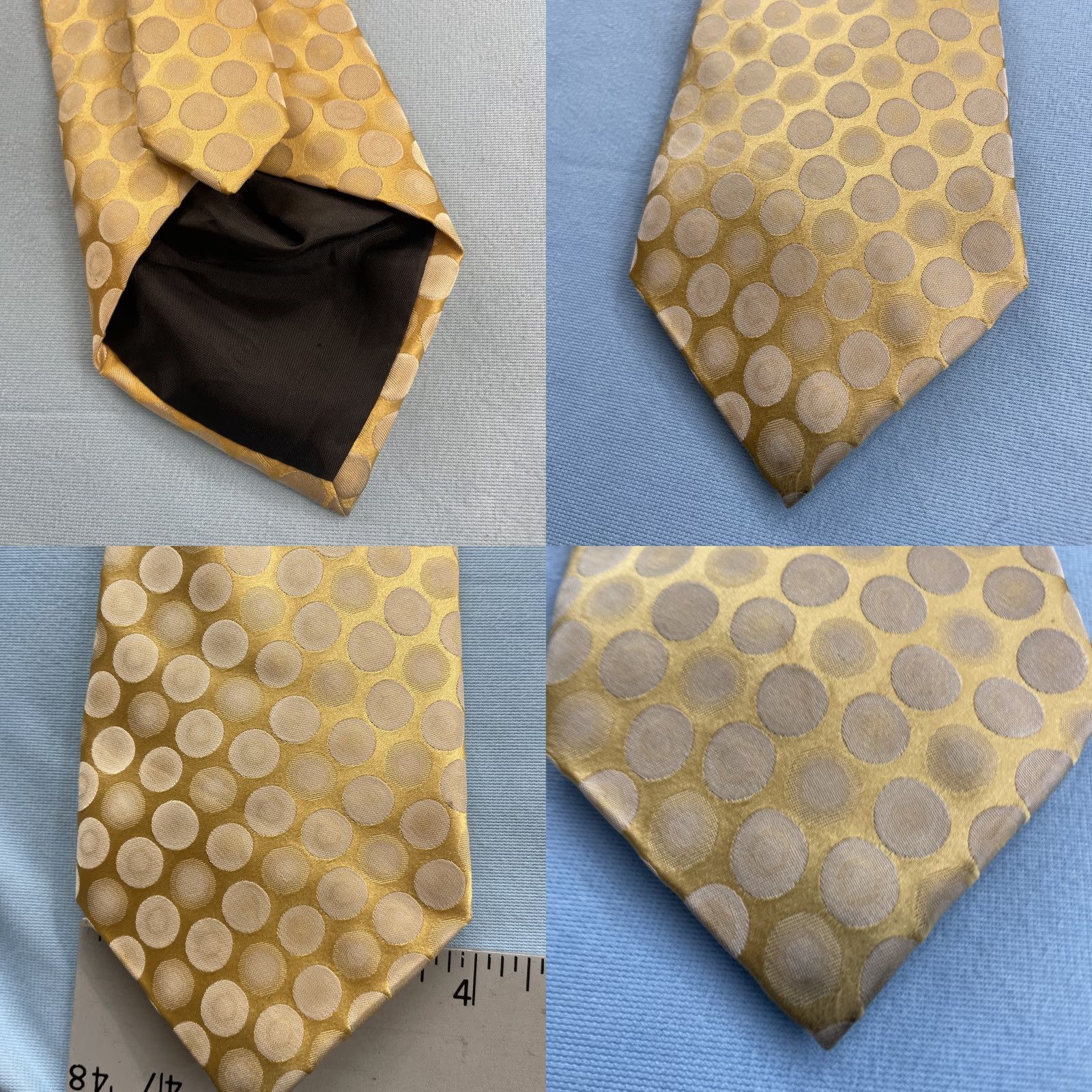 Dockers VINTAGE Dockers Silk Tie Polka Dots Woven Yellow Gold Necktie 4x60 57"-60" Men Tie Size ONE SIZE - 8 Thumbnail