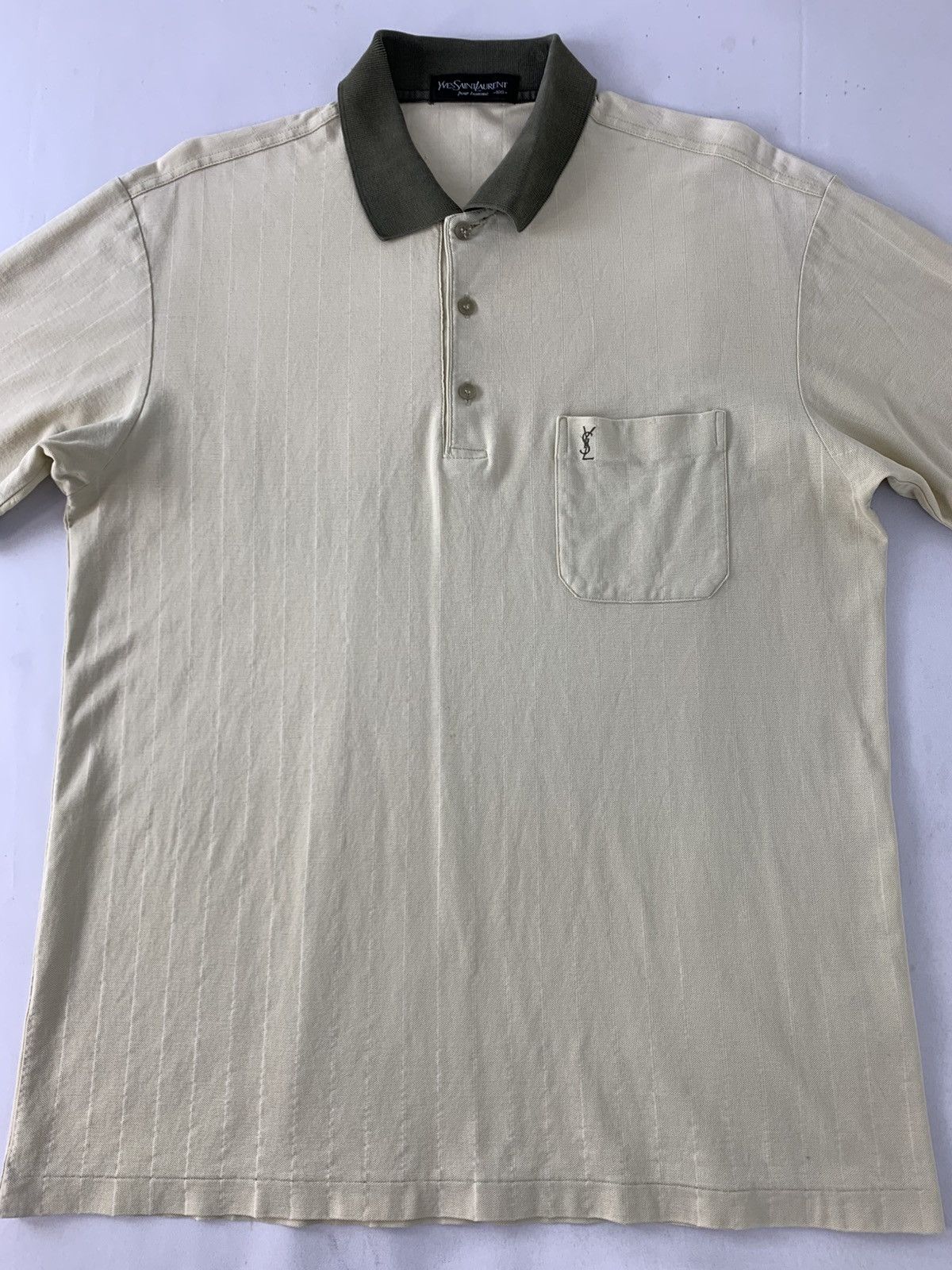 Yves Saint Laurent 90s Yves Saint Lauren Pour Homme Single Pocket Polo Tee Size US L / EU 52-54 / 3 - 3 Thumbnail