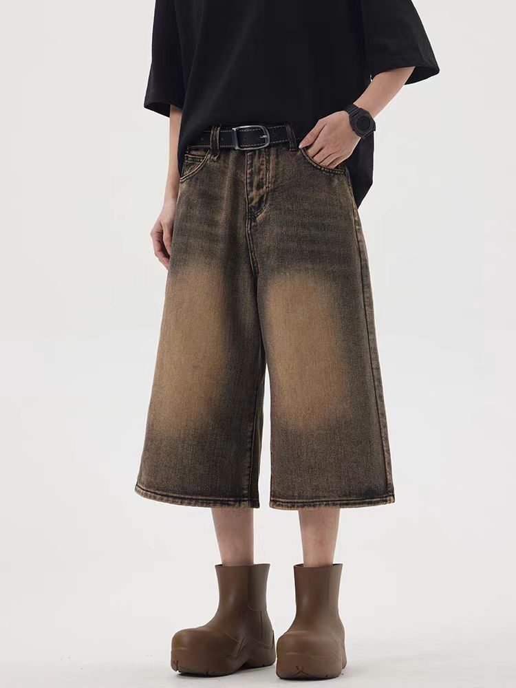 Vintage Vintage wide-leg wasteland style washed loose denim shorts Size US 33 - 4 Thumbnail