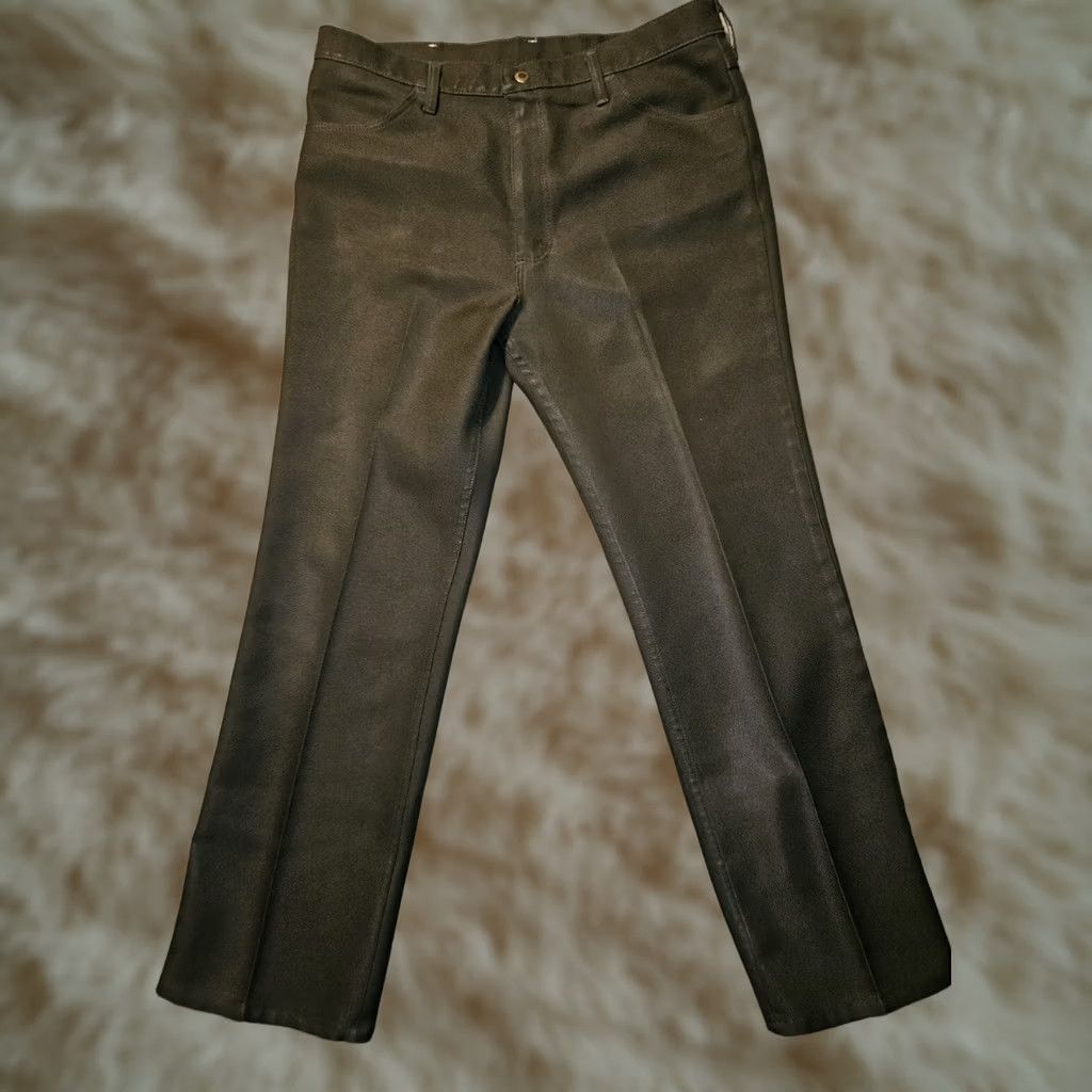 Wrangler Vintage Wrangler Polyester Pants Mens 38x32 (36x29) 82BK Black Straight USA - Stylish Cool Classic Size US 38 / EU 54 - 1 Thumbnail