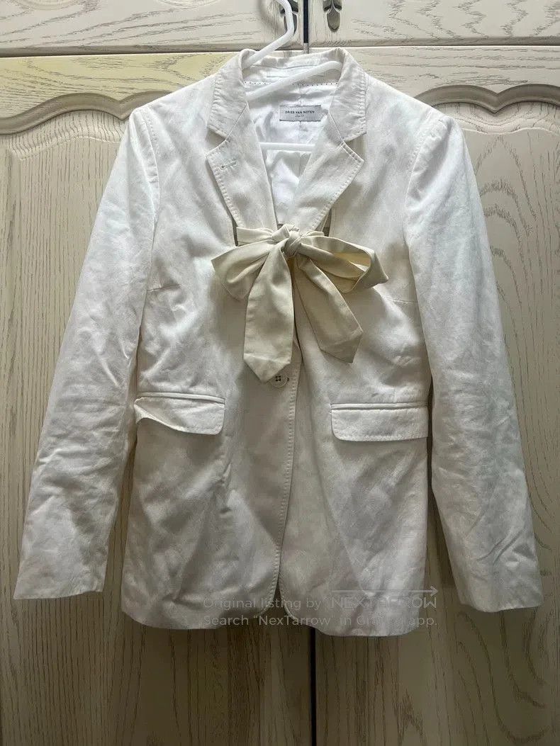 Dries Van Noten Casual Waist-Fitted Suit Jacket with Bow. Size US M / EU 48-50 / 2 - 1 Thumbnail