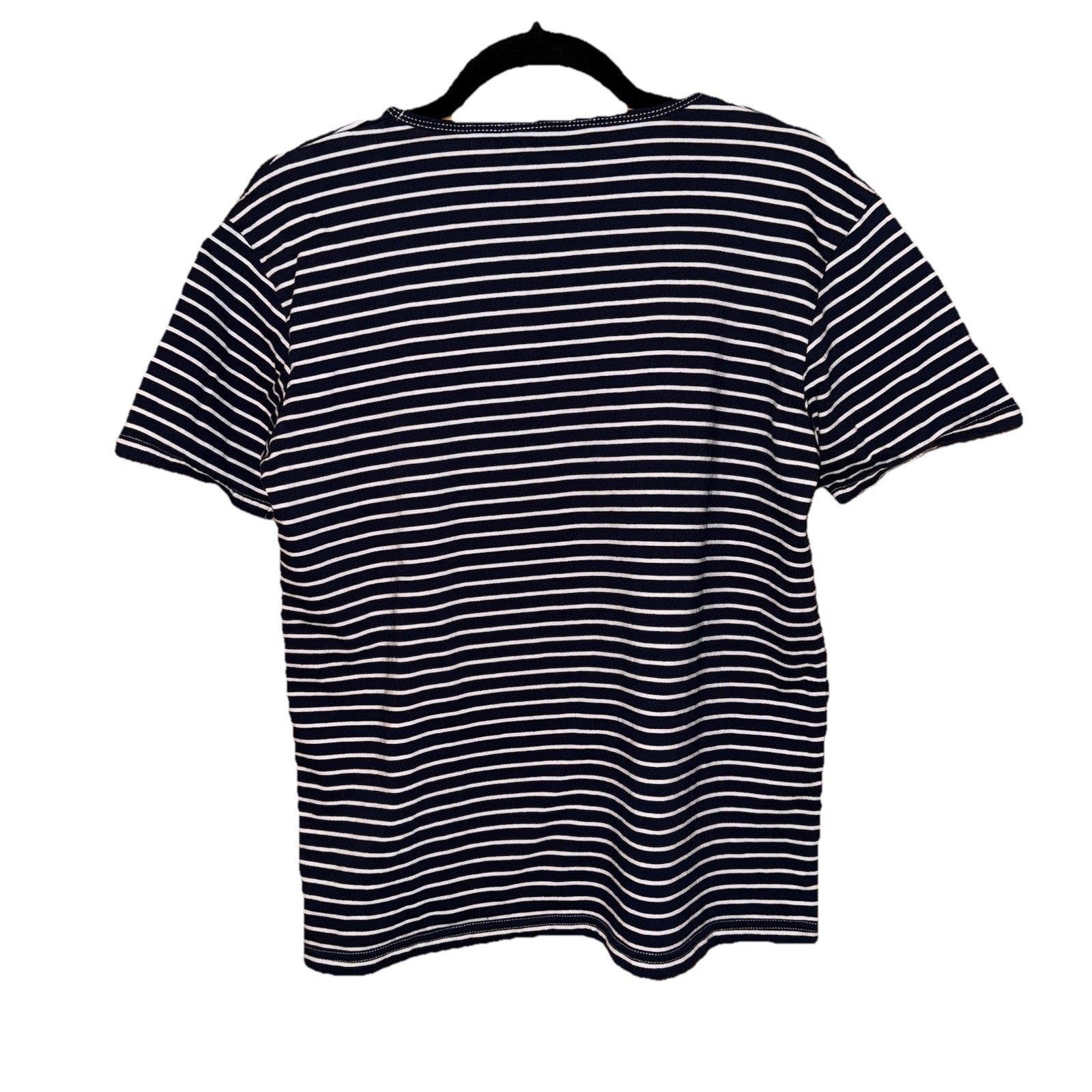 Liz Claiborne Crazy Horse Navy Blue and White Striped Blouse size Medium Size M / US 6-8 / IT 42-44 - 2 Thumbnail