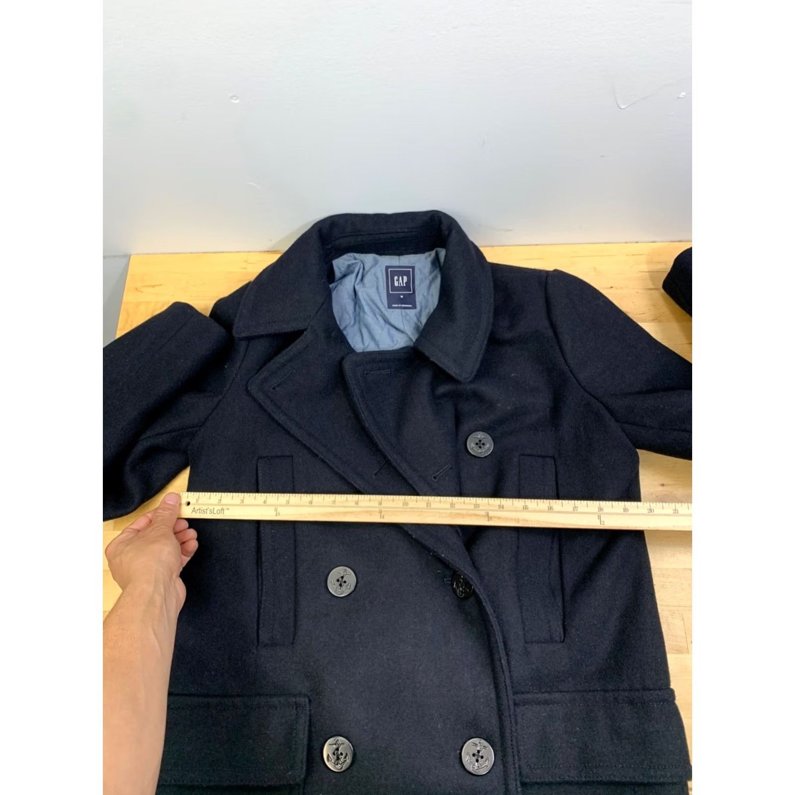 Gap Gap Pea Coat Wool Blend Mens M Long True Navy Blue 12774 Size US M / EU 48-50 / 2 - 7 Thumbnail