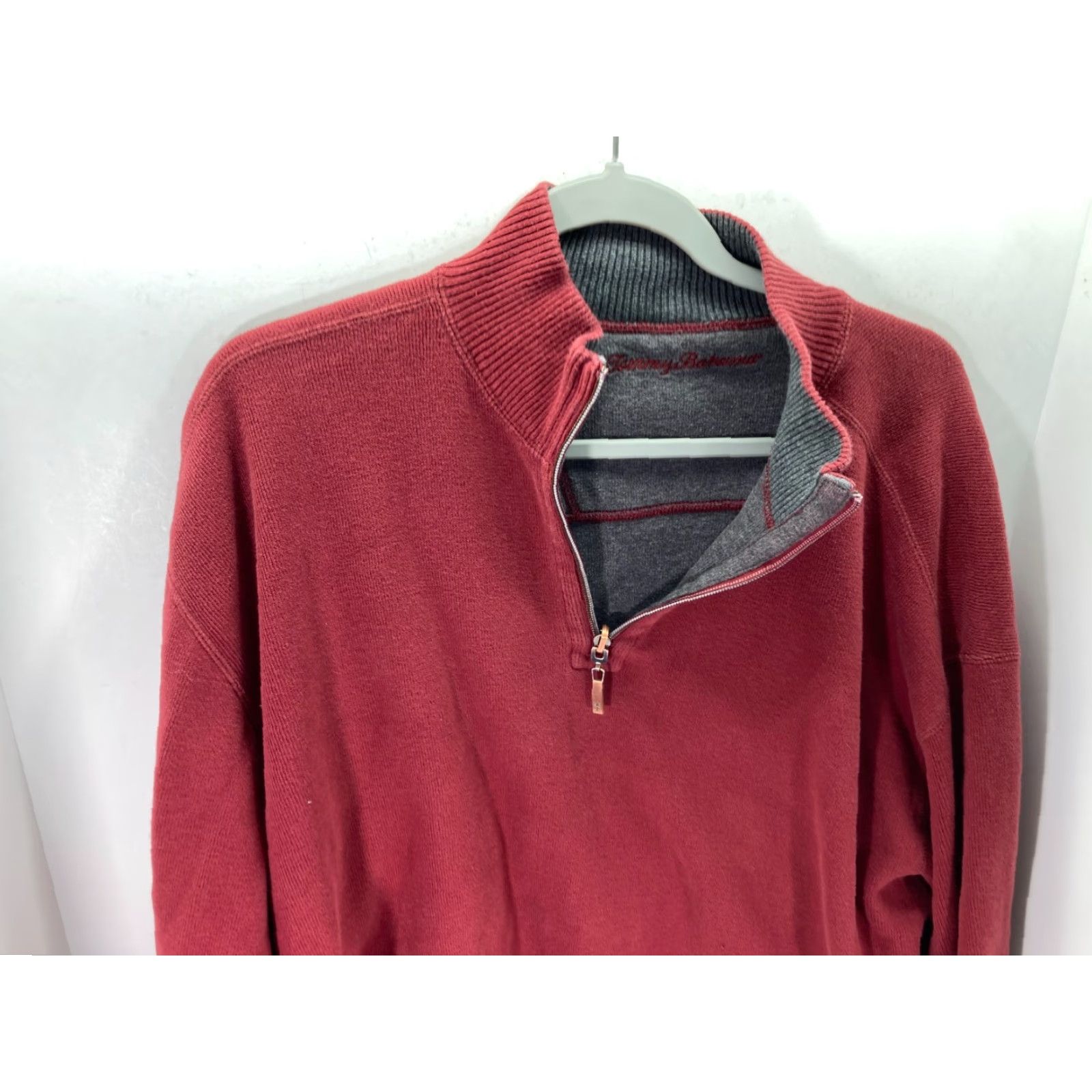 Tommy Bahama Tommy Bahama Reversible Sweater Mens XL Gray Maroon 1/2 Zip Knit Long Sleeve Pullover Mock Neck 1/4 Zip Coll arless Logo Vintage: No Size US XL / EU 56 / 4 - 4 Thumbnail