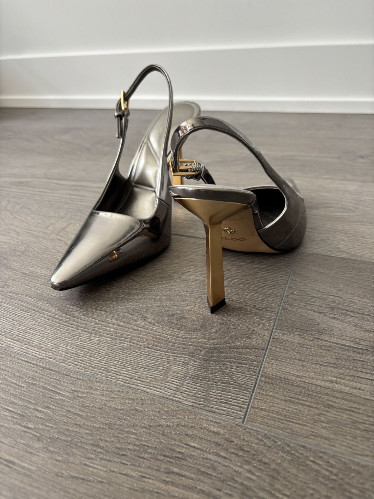Aldo ALDO Chrome Slingback Heels Size US 8.5 / IT 38.5 - 4 Thumbnail
