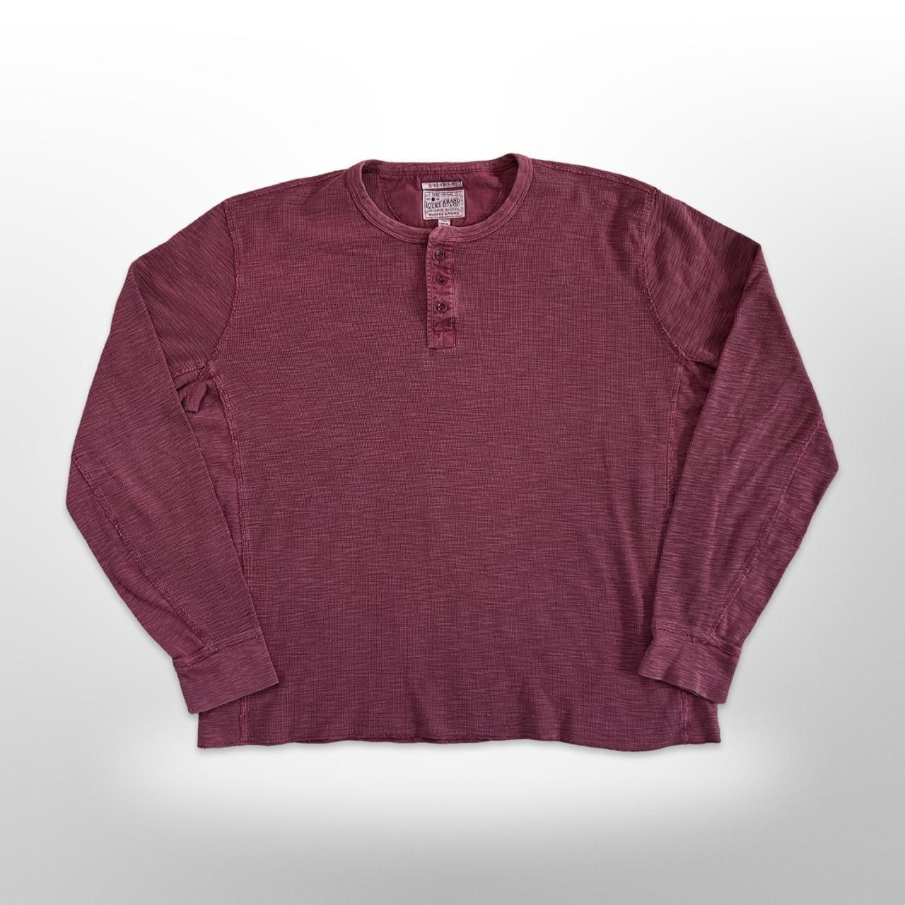 Lucky Brand Vintage Lucky Brand Maroon Faded Long Sleeve Henley Size US XXL / EU 58 / 5 - 1 Thumbnail