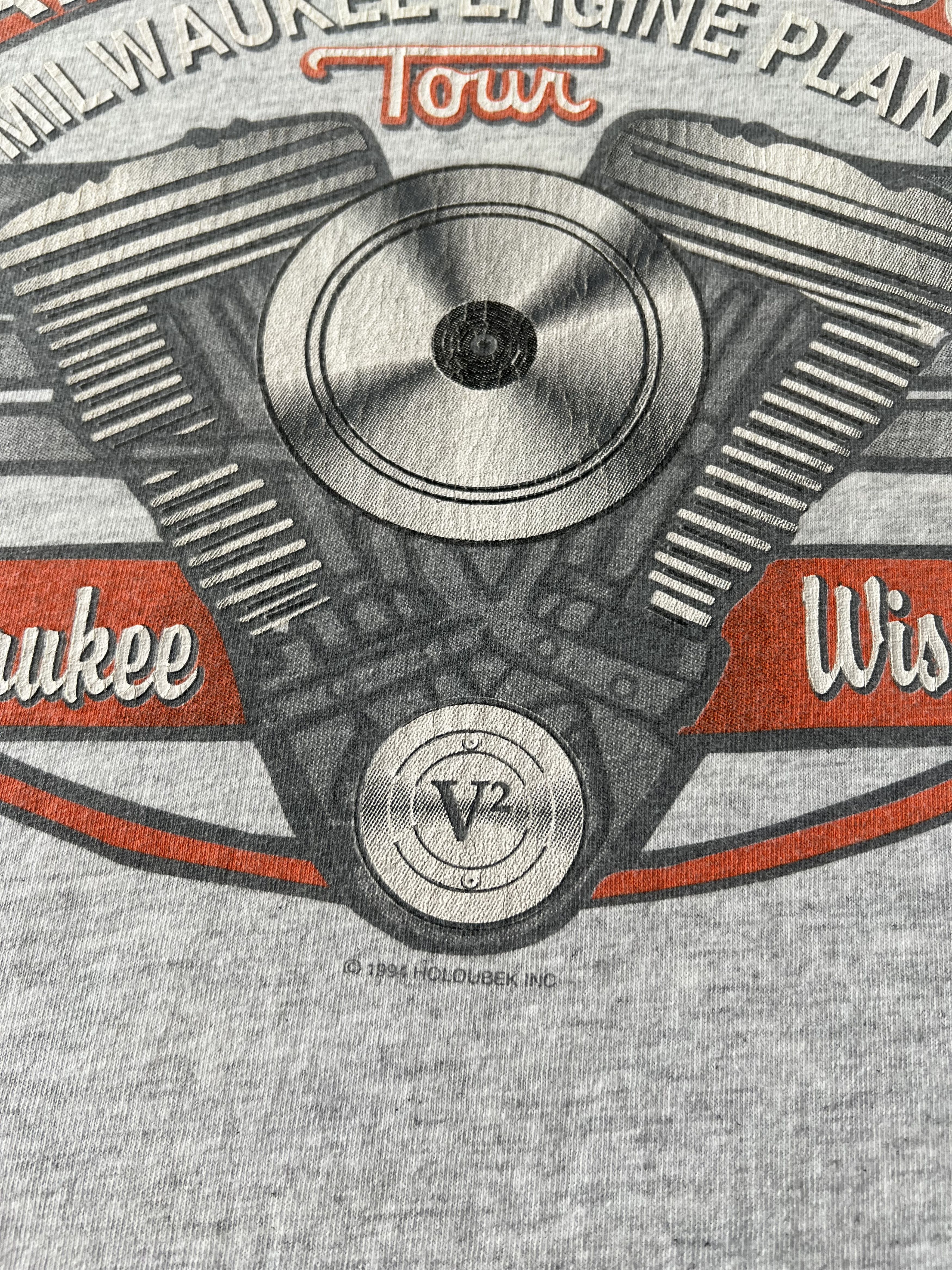 Harley Davidson Vintage 1994 Harley Davidson Engine Motor Gray T-shirt Size US L / EU 52-54 / 3 - 6 Thumbnail
