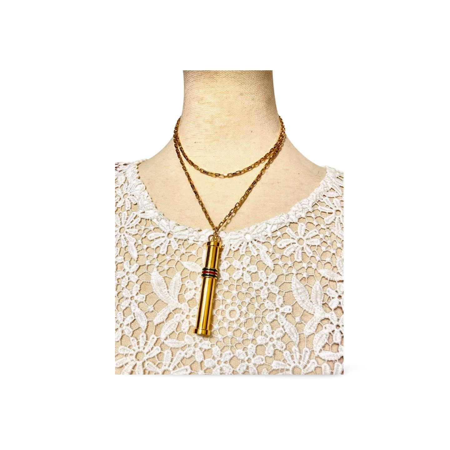 Gucci Vintage Gucci golden stick perfume bottle necklace. Webbing Size ONE SIZE - 6 Thumbnail