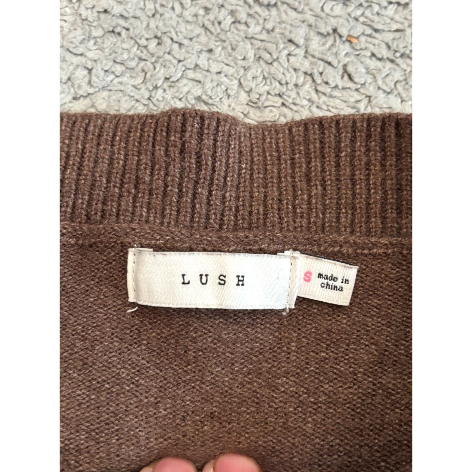 Vintage Lush Sweater Womens Small Brown Solid Knit Pullover Long Sleeve Casual Size S / US 4 / IT 40 - 2 Thumbnail